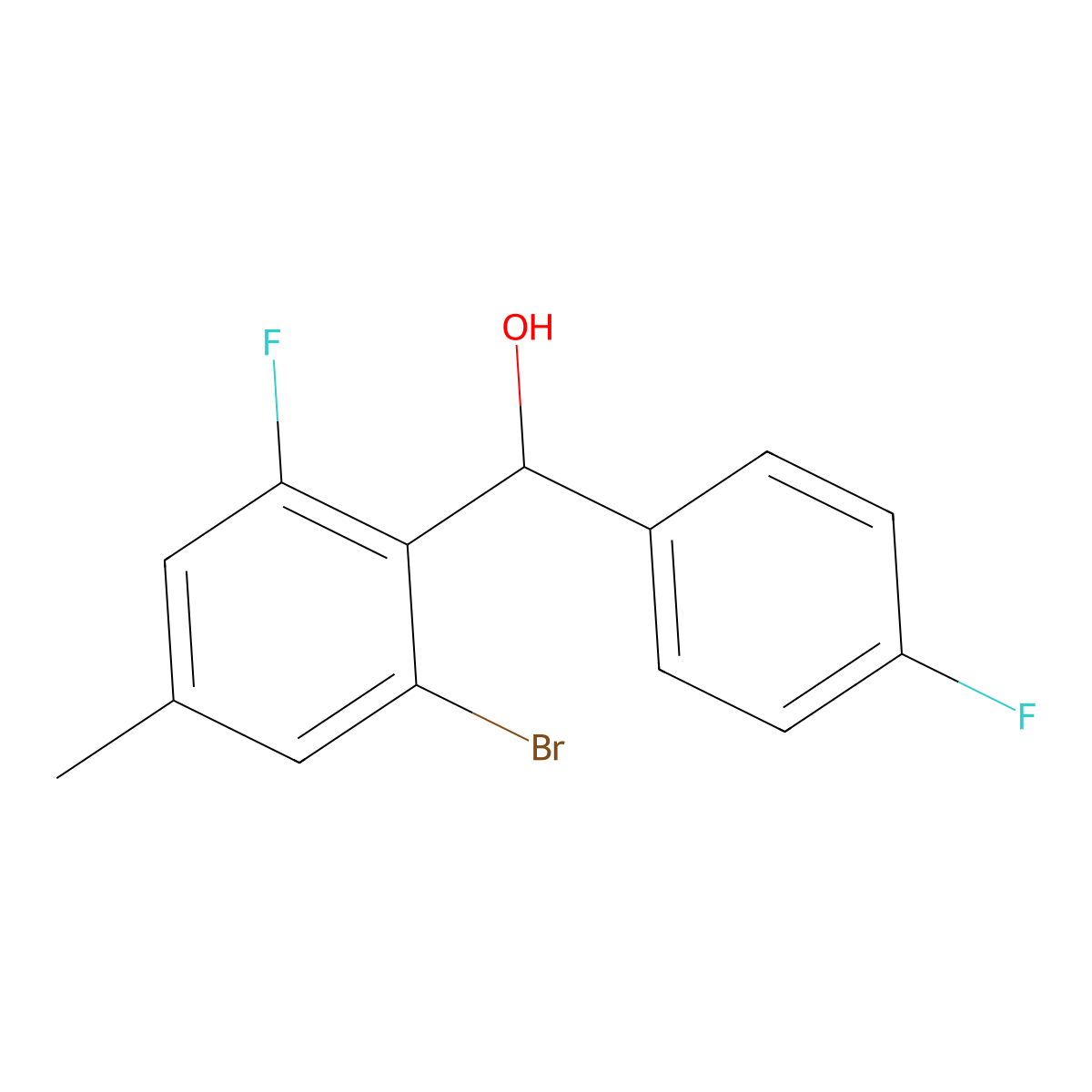 (2-Bromo-6-fluoro-4-methylphenyl)(4-fluorophenyl)methanol molecular structure, CAS 3002483-37-3