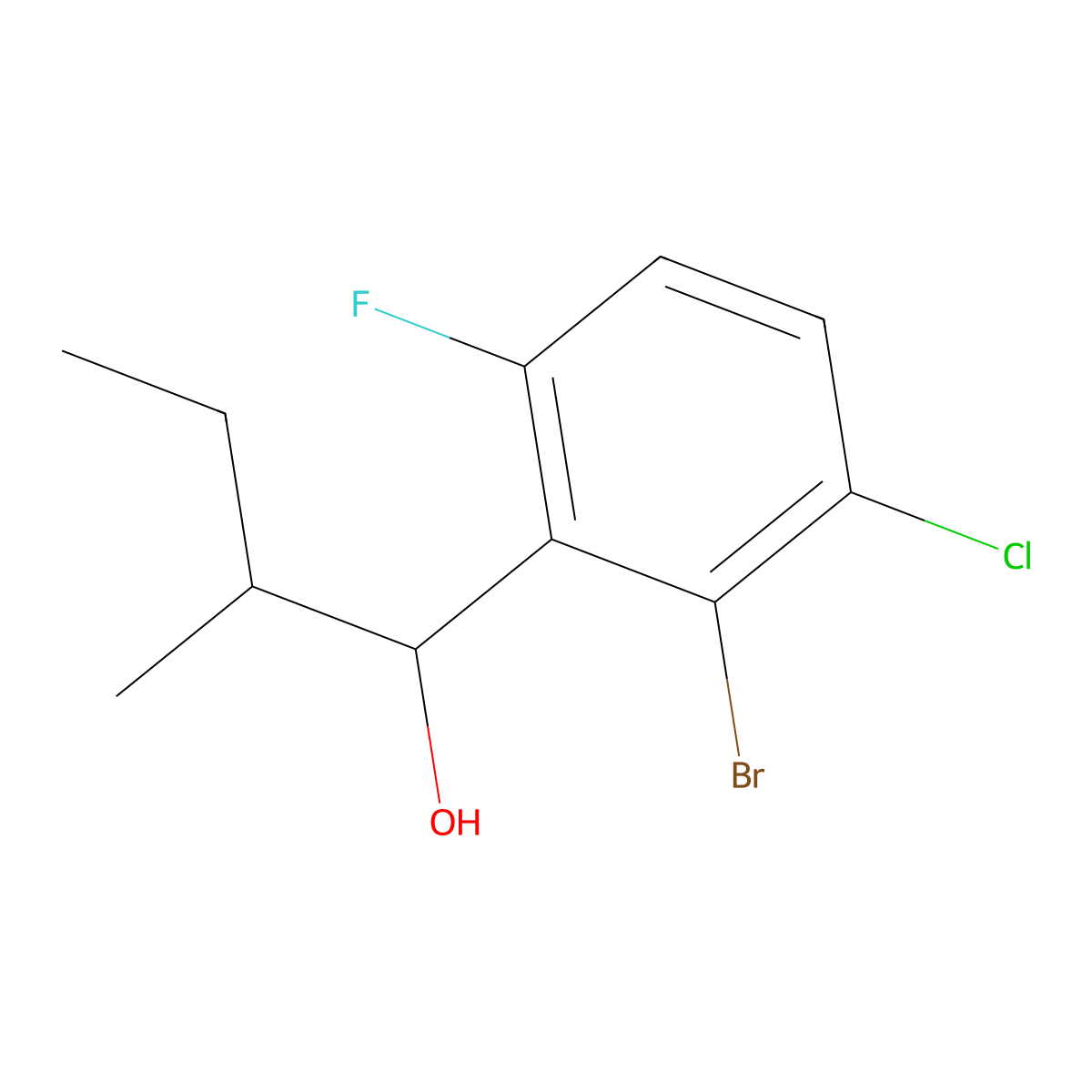 1-(2-Bromo-3-chloro-6-fluorophenyl)-2-methylbutan-1-ol molecular structure, CAS 3002483-94-2