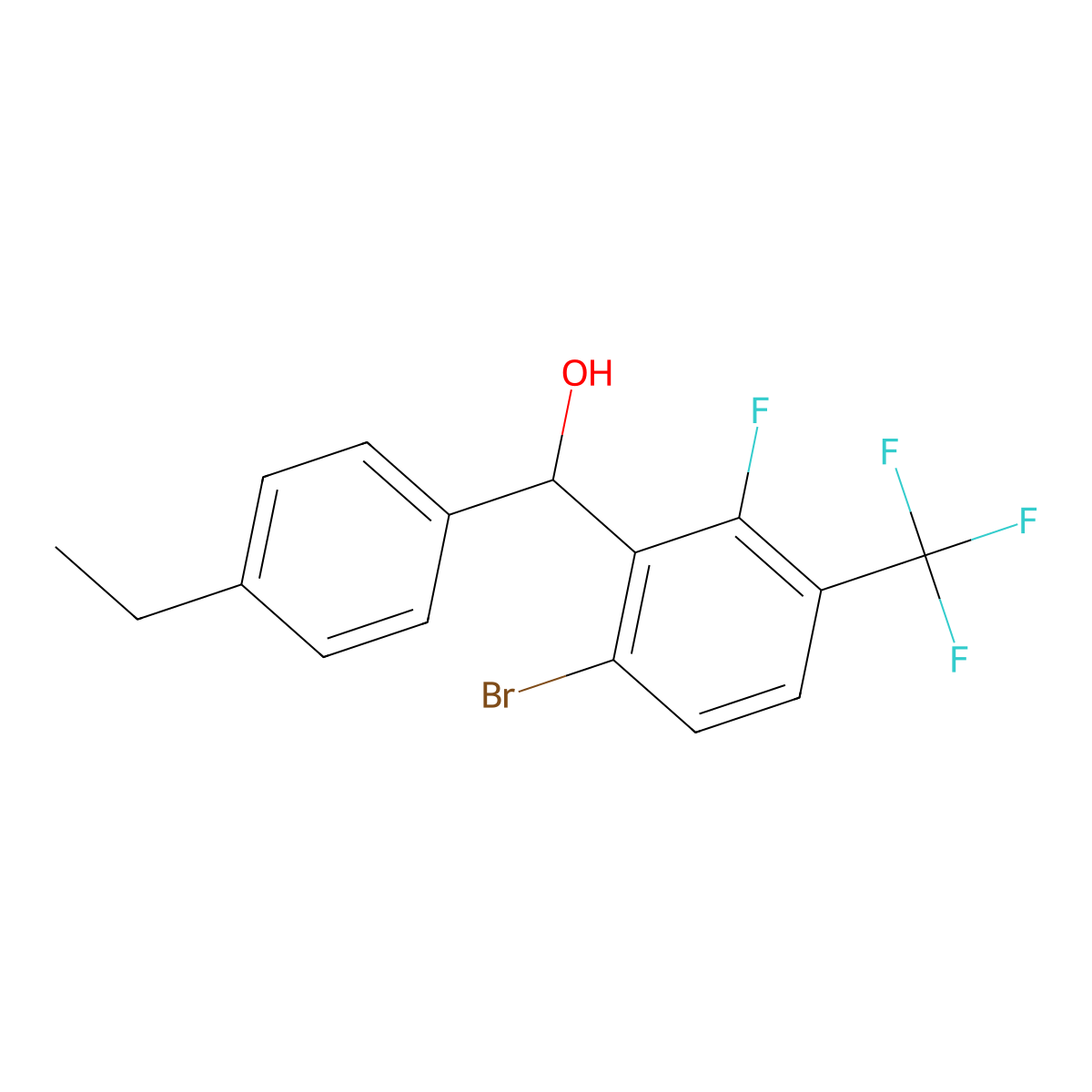 (6-Bromo-2-fluoro-3-(trifluoromethyl)phenyl)(4-ethylphenyl)methanol molecular structure, CAS 3002484-02-5