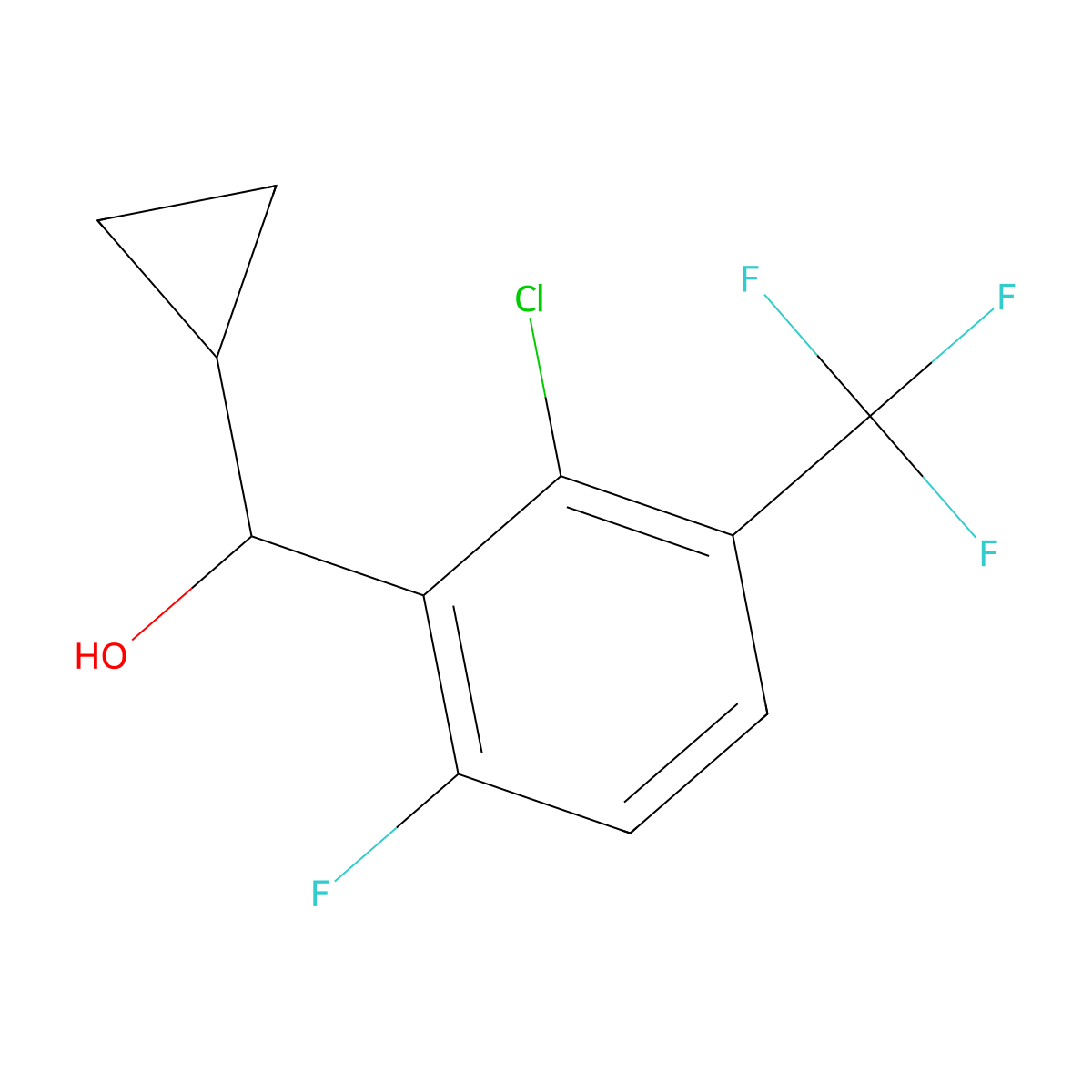 (2-Chloro-6-fluoro-3-(trifluoromethyl)phenyl)(cyclopropyl)methanol molecular structure, CAS 3002485-01-7