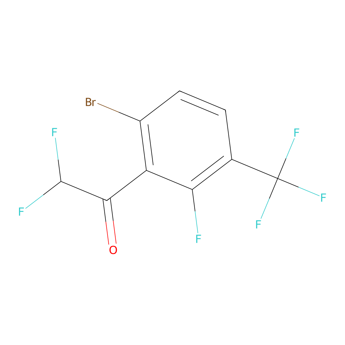 1-(6-Bromo-2-fluoro-3-(trifluoromethyl)phenyl)-2,2-difluoroethanone molecular structure, CAS 3002485-23-3