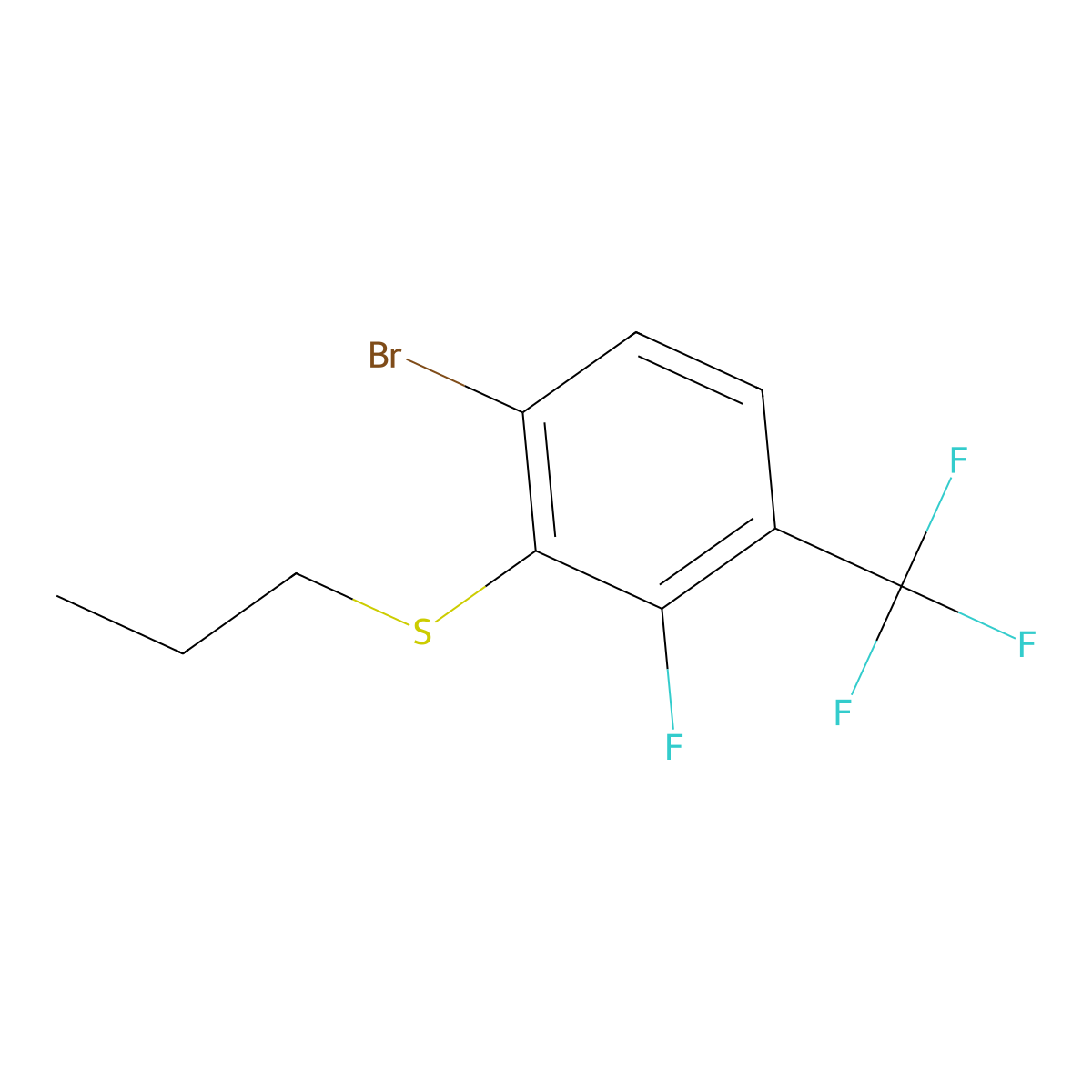 (6-Bromo-2-fluoro-3-(trifluoromethyl)phenyl)(propyl)sulfane molecular structure, CAS 3002485-27-7