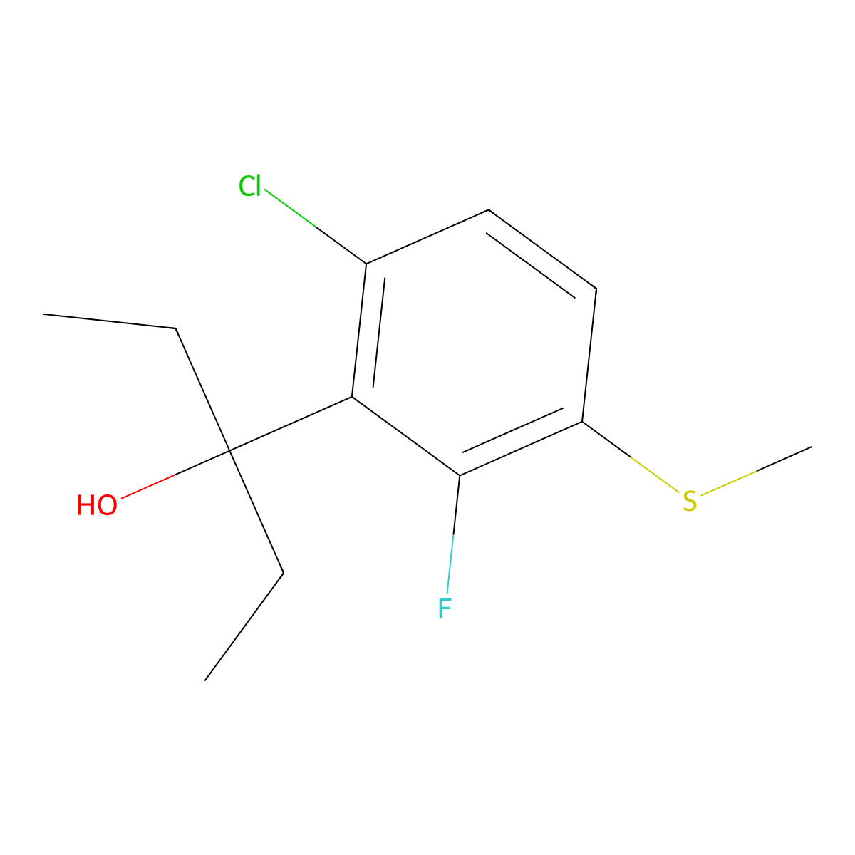3-(6-Chloro-2-fluoro-3-(methylthio)phenyl)pentan-3-ol molecular structure, CAS 3002485-63-1