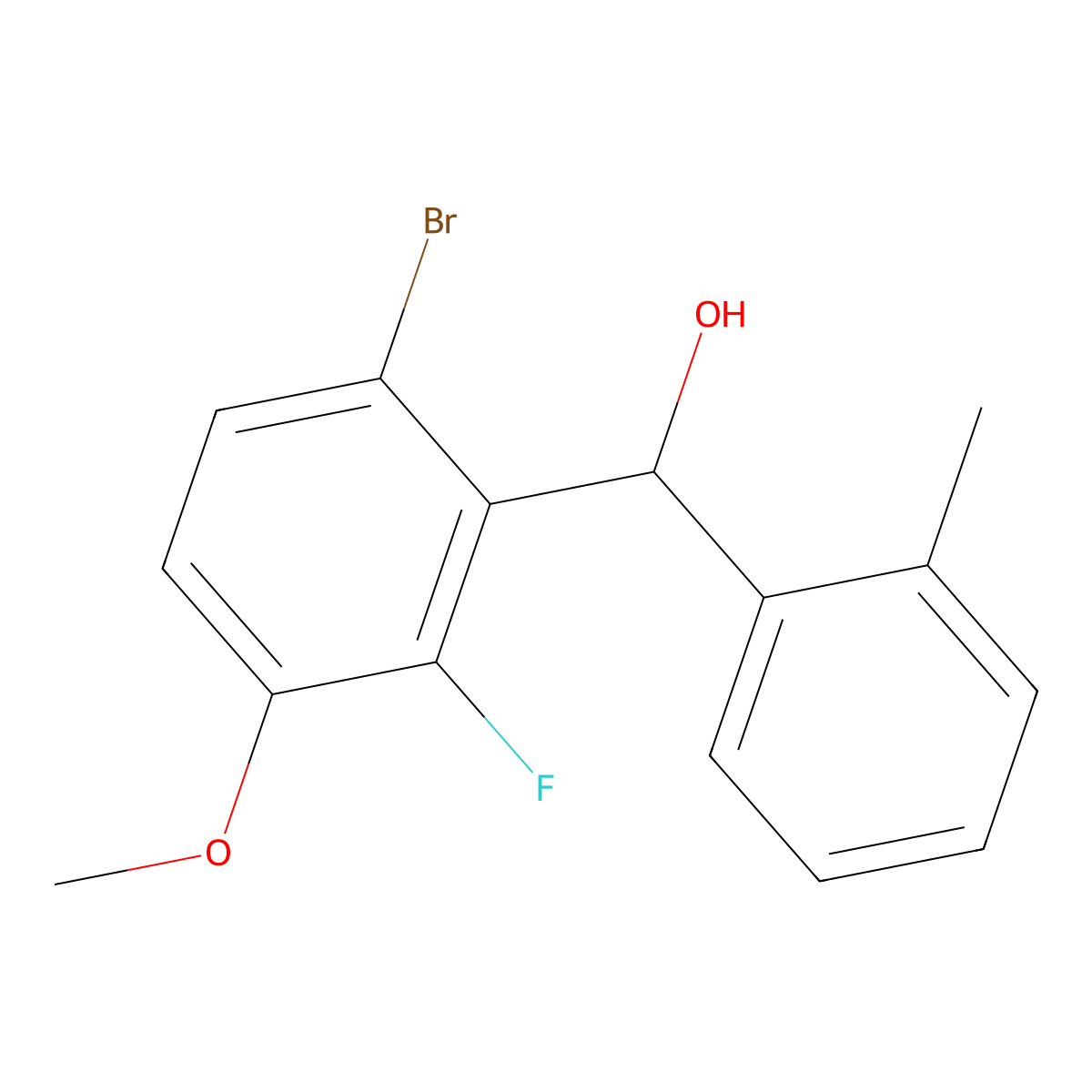 (6-Bromo-2-fluoro-3-methoxyphenyl)(o-tolyl)methanol molecular structure, CAS 3002486-20-3