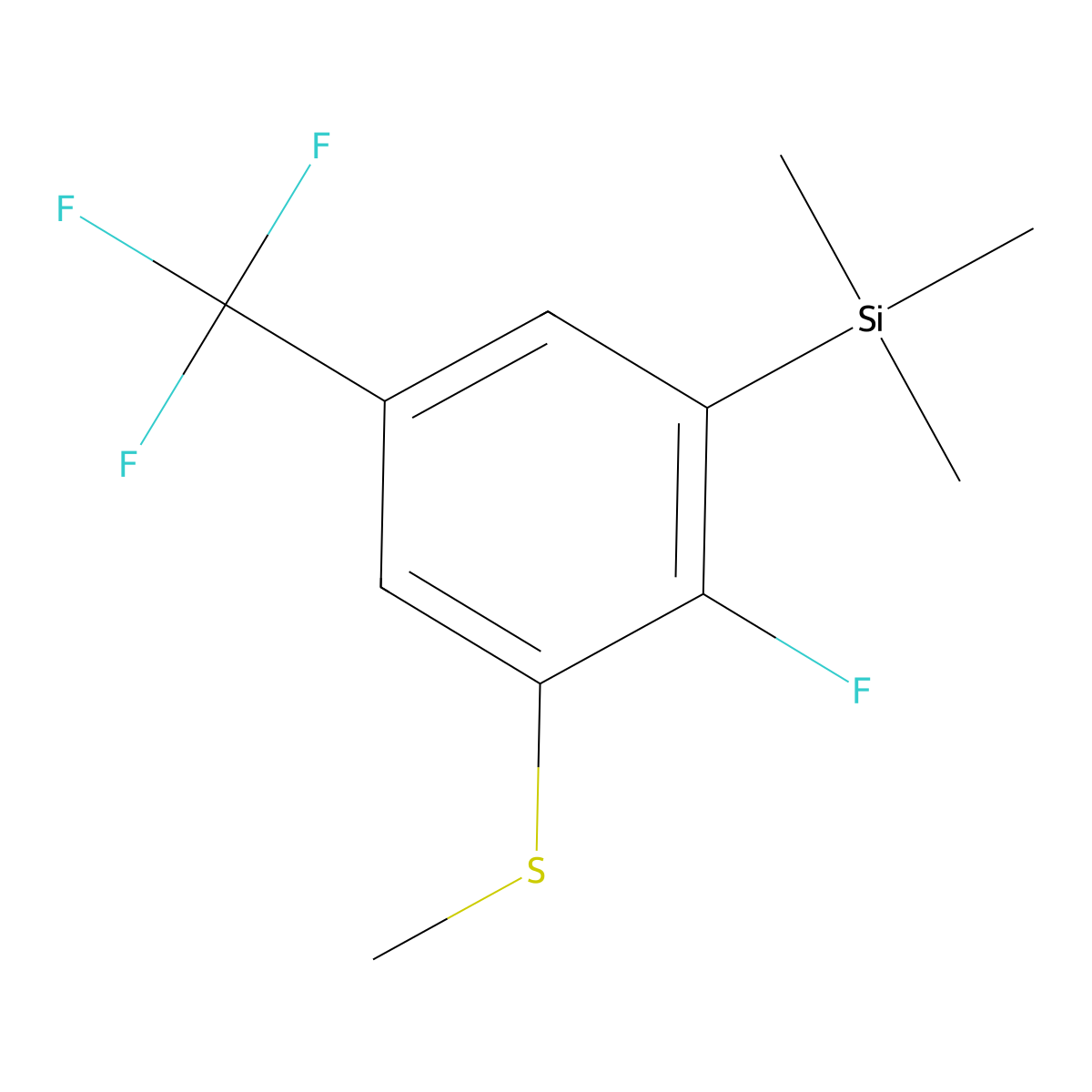 (2-Fluoro-3-(methylthio)-5-(trifluoromethyl)phenyl)trimethylsilane molecular structure, CAS 3002486-44-1