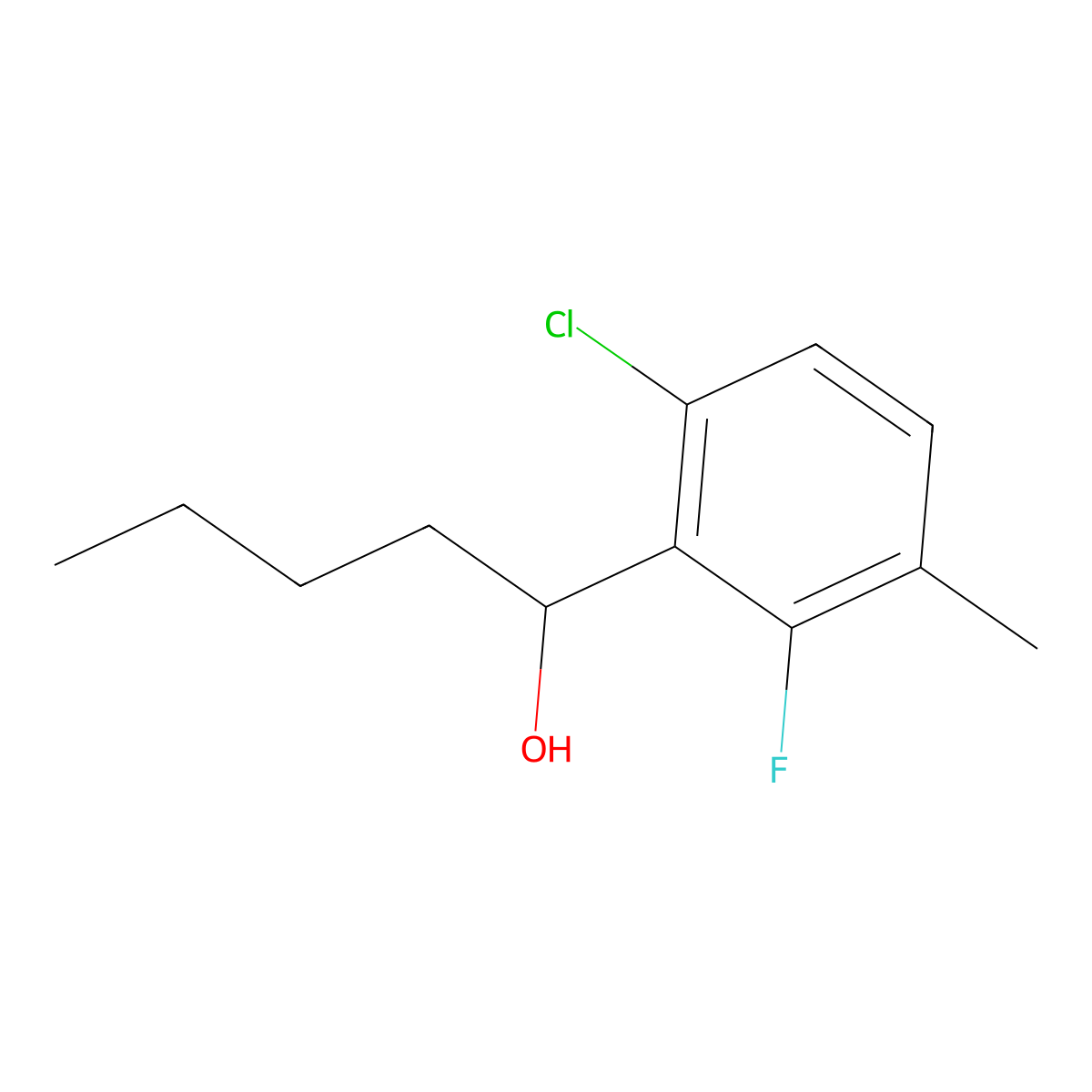 1-(6-Chloro-2-fluoro-3-methylphenyl)pentan-1-ol molecular structure, CAS 3002486-47-4