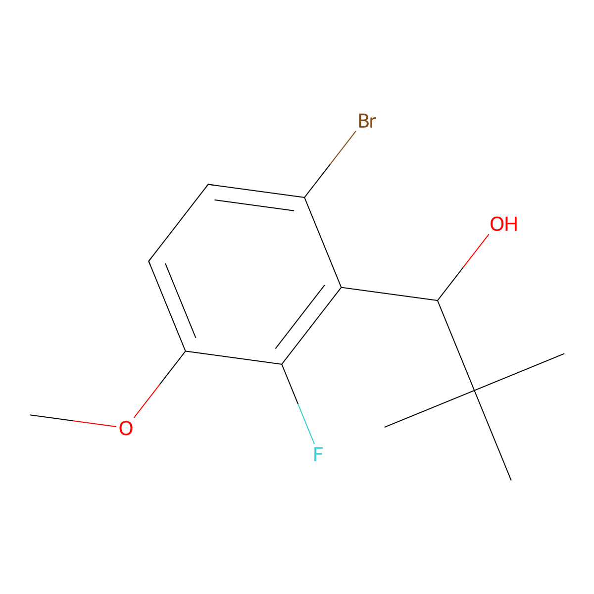1-(6-Bromo-2-fluoro-3-methoxyphenyl)-2,2-dimethylpropan-1-ol molecular structure, CAS 3002487-34-2