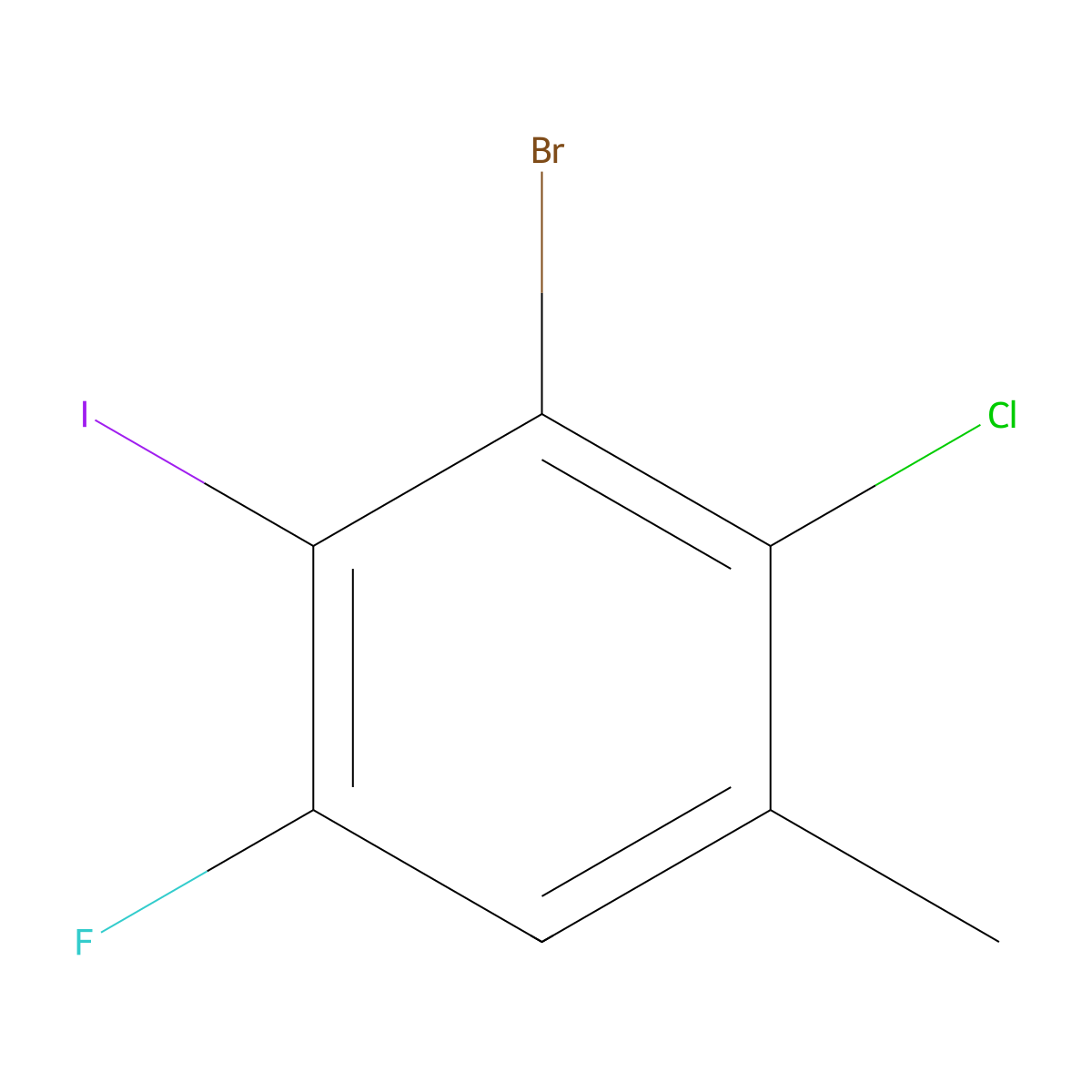 3-Bromo-2-chloro-5-fluoro-4-iodo-1-methylbenzene molecular structure, CAS 3002487-62-6