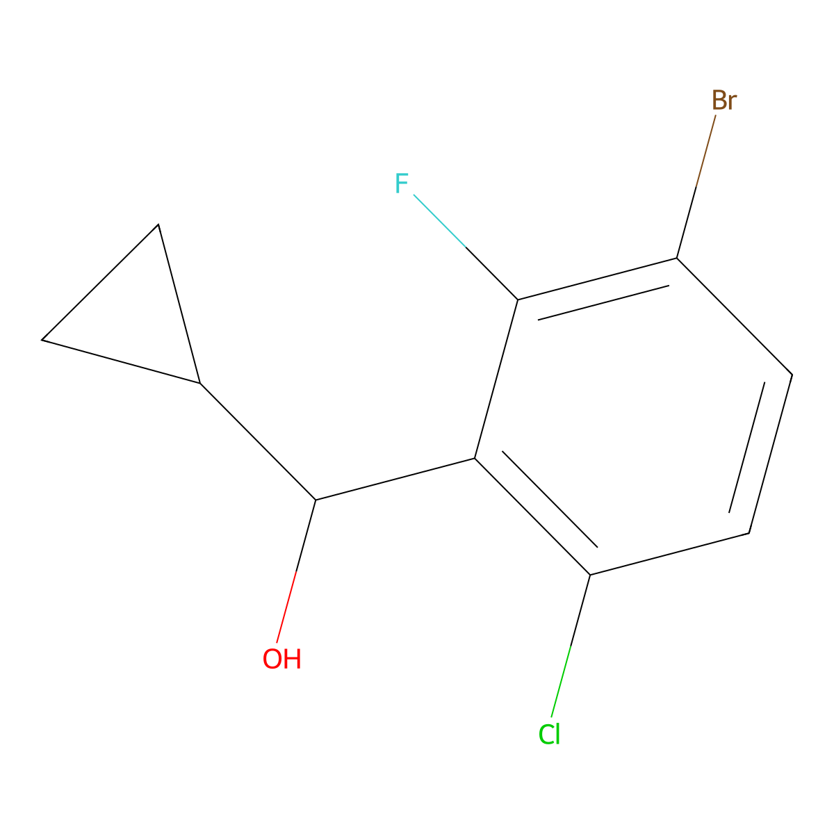 (3-Bromo-6-chloro-2-fluorophenyl)(cyclopropyl)methanol molecular structure, CAS 3002487-82-0