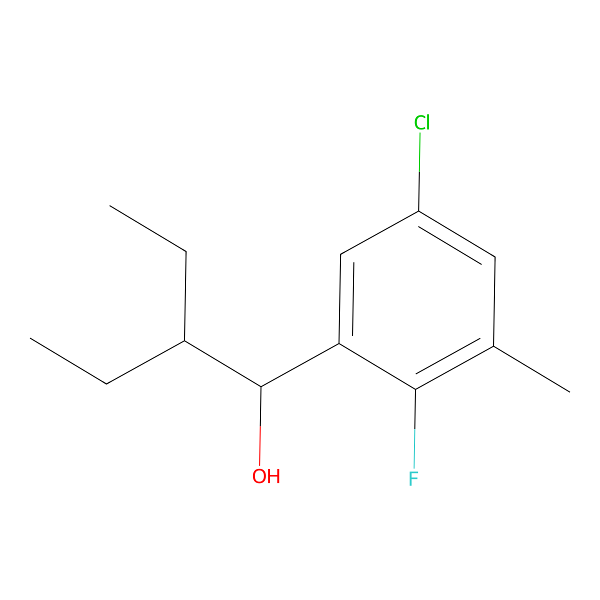 1-(5-Chloro-2-fluoro-3-methylphenyl)-2-ethylbutan-1-ol molecular structure, CAS 3002488-08-3