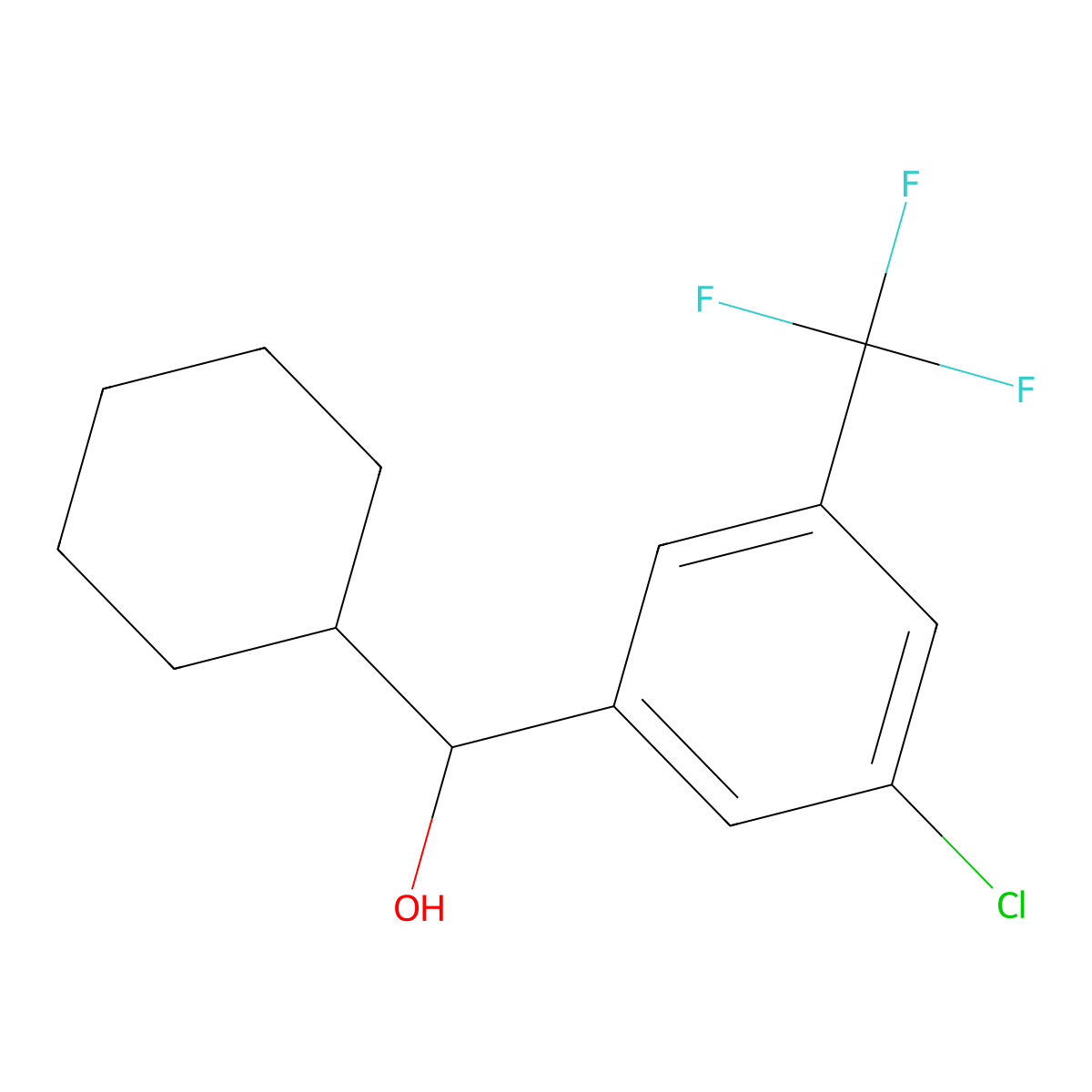 (3-Chloro-5-(trifluoromethyl)phenyl)(cyclohexyl)methanol molecular structure, CAS 3002488-59-4