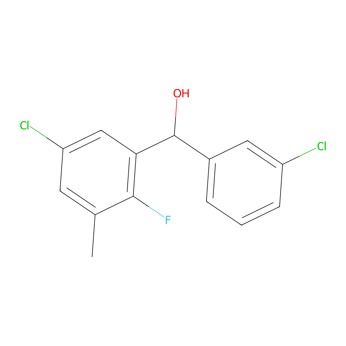 (5-Chloro-2-fluoro-3-methylphenyl)(3-chlorophenyl)methanol molecular structure, CAS 3002489-74-6