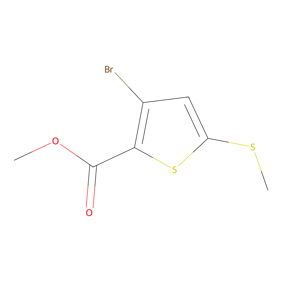 Methyl 3-bromo-5-(methylthio)thiophene-2-carboxylate molecular structure, CAS 3002491-16-6