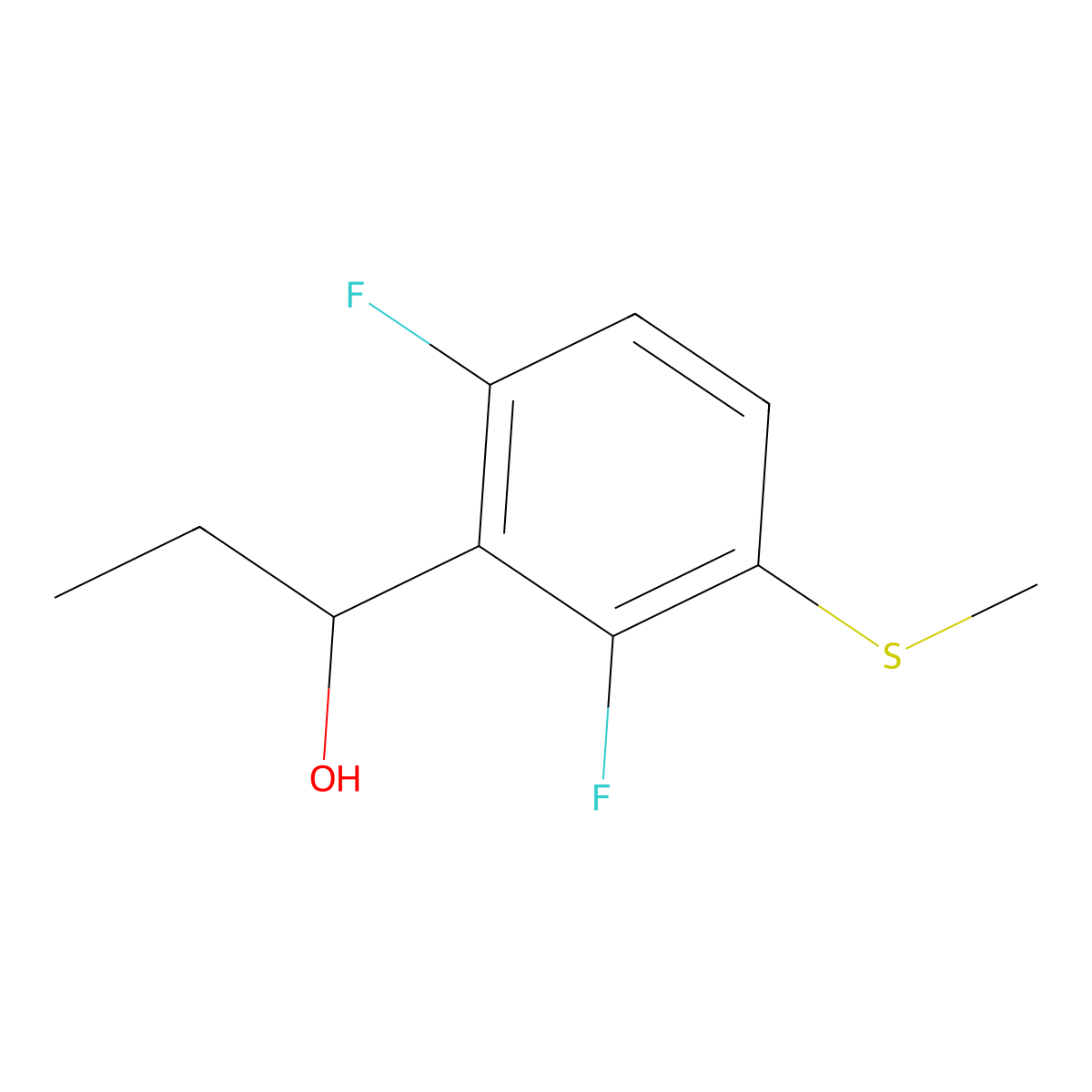 1-(2,6-Difluoro-3-(methylthio)phenyl)propan-1-ol molecular structure, CAS 3002491-47-3