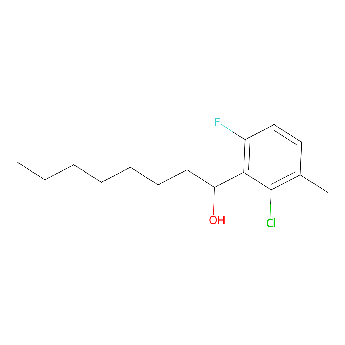 1-(2-Chloro-6-fluoro-3-methylphenyl)octan-1-ol molecular structure, CAS 3002492-03-4