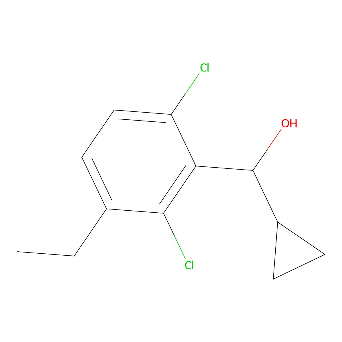 Cyclopropyl(2,6-dichloro-3-ethylphenyl)methanol molecular structure, CAS 3002492-37-4