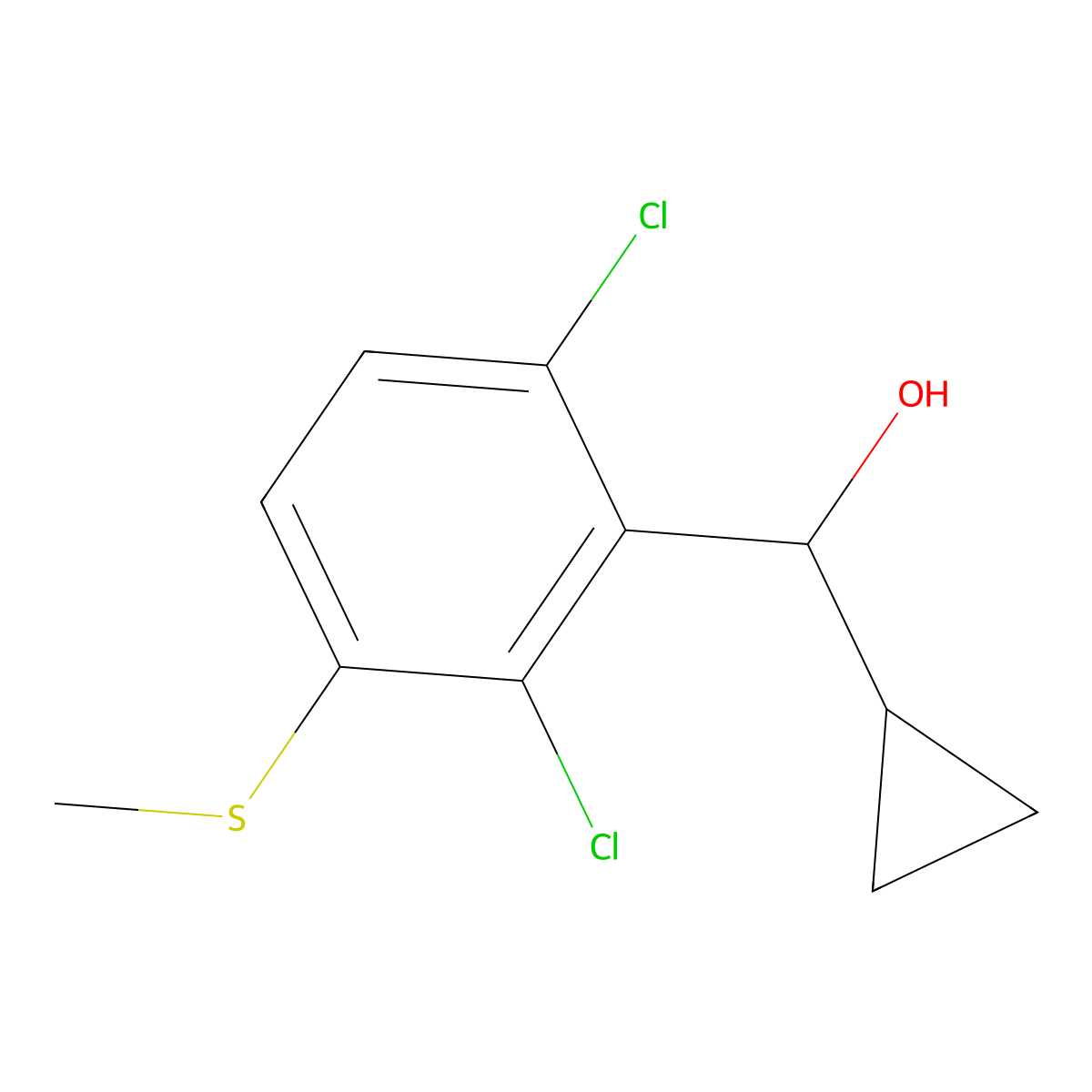 Cyclopropyl(2,6-dichloro-3-(methylthio)phenyl)methanol molecular structure, CAS 3002492-57-8