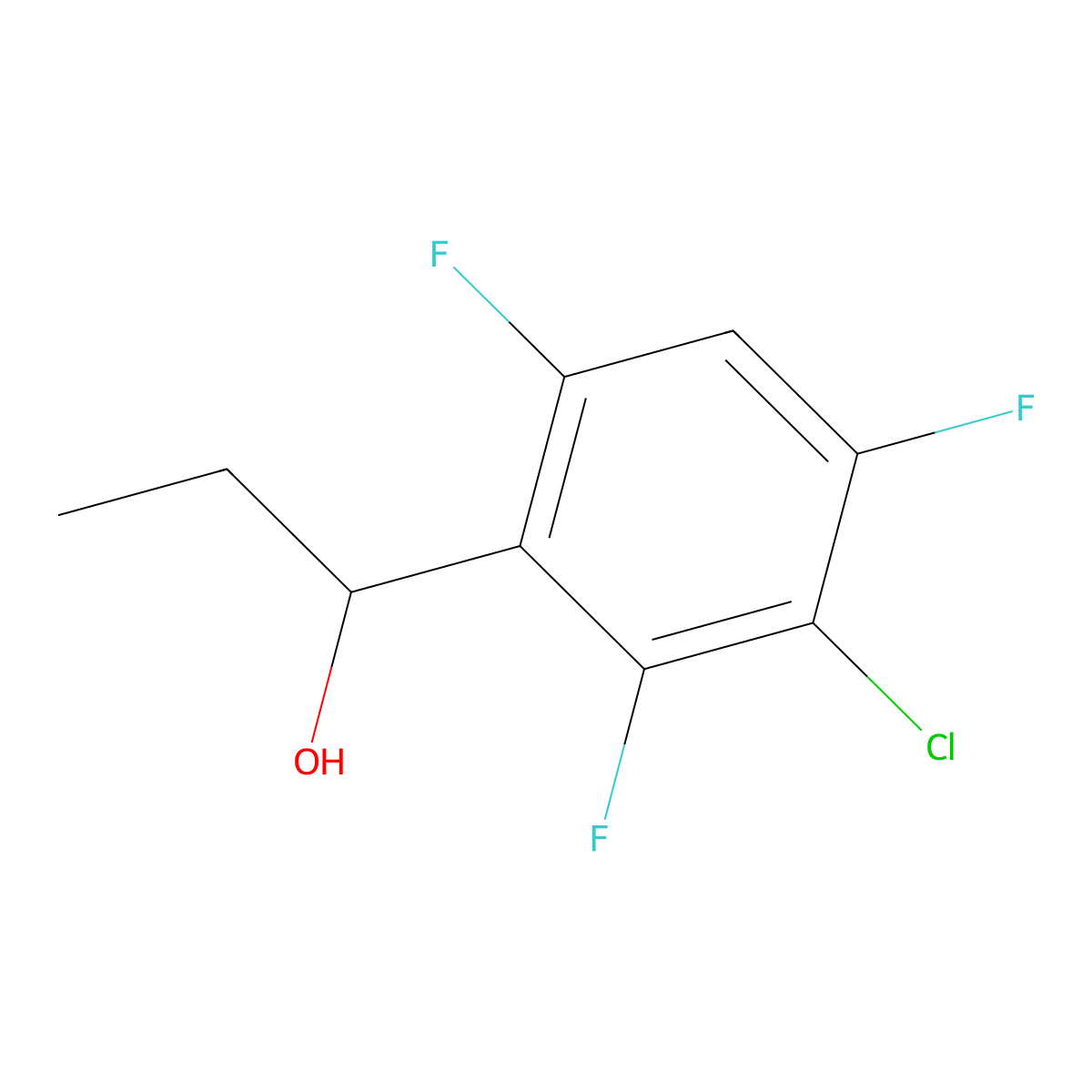 1-(3-Chloro-2,4,6-trifluorophenyl)propan-1-ol molecular structure, CAS 3002492-73-8