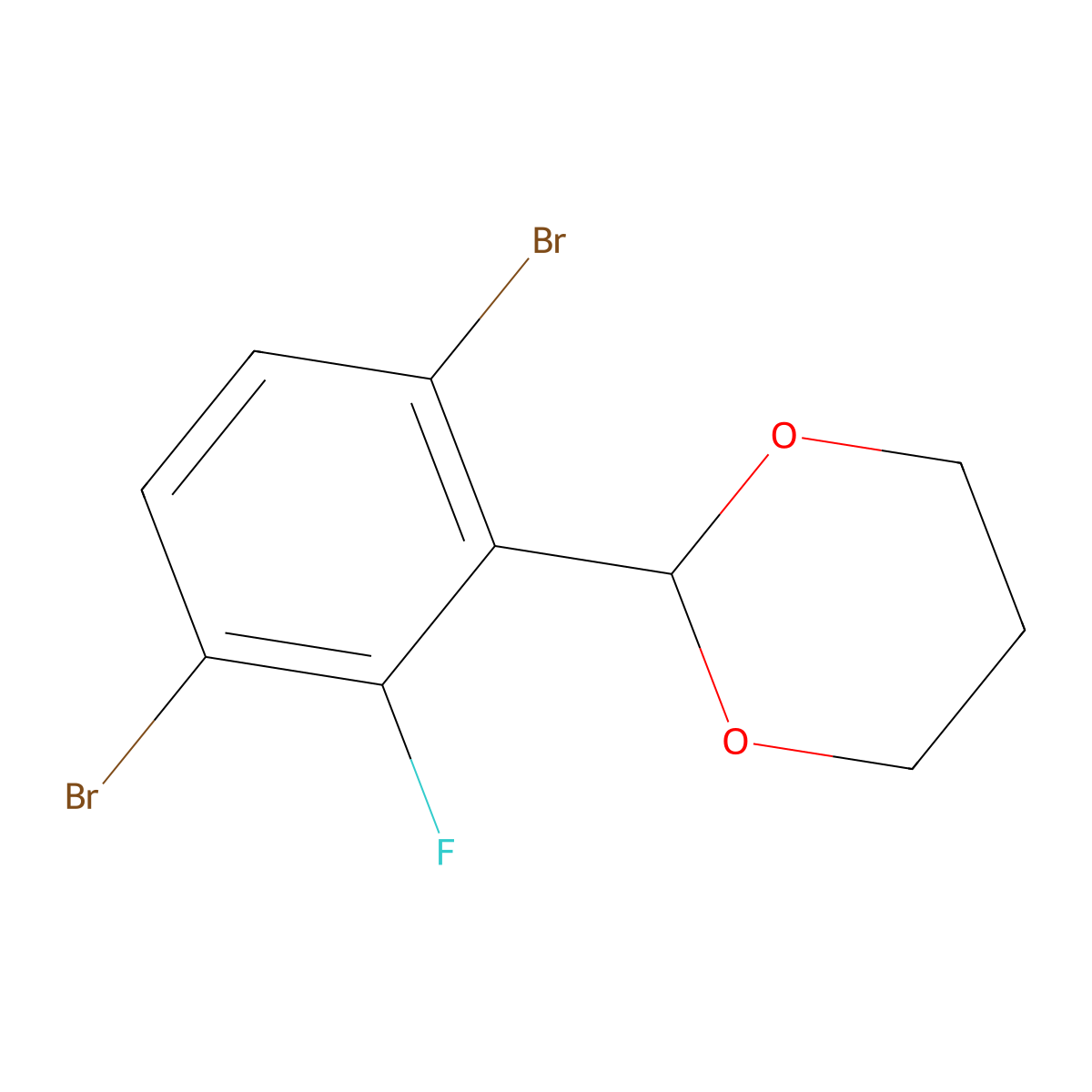 2-(3,6-Dibromo-2-fluorophenyl)-1,3-dioxane molecular structure, CAS 3002492-80-7