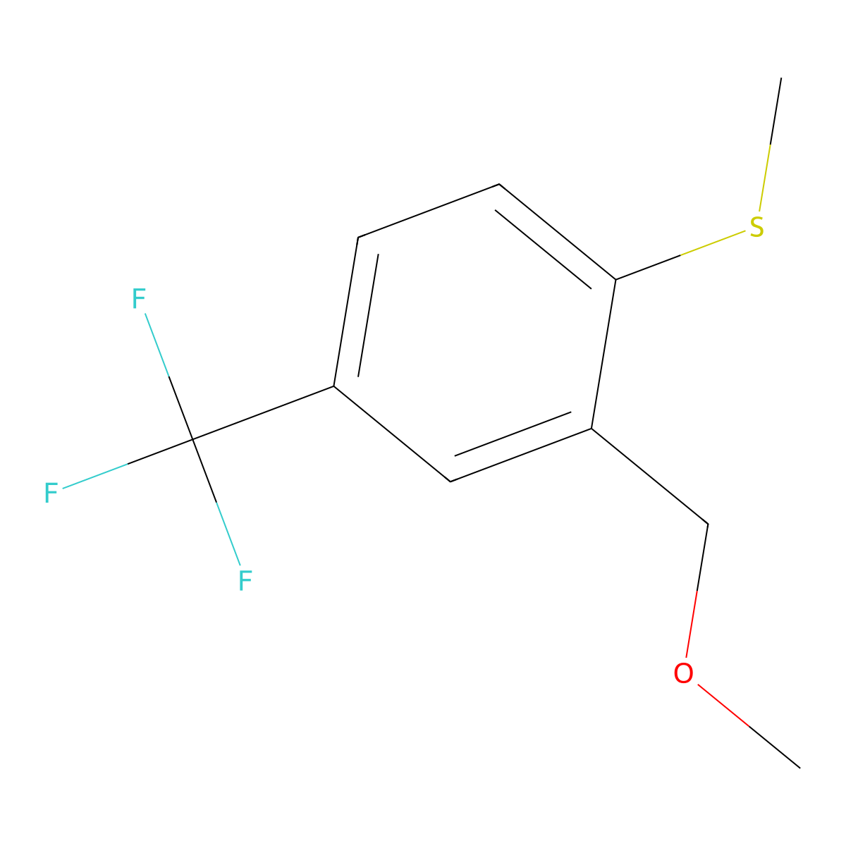(2-(Methoxymethyl)-4-(trifluoromethyl)phenyl)(methyl)sulfane molecular structure, CAS 3002492-96-5