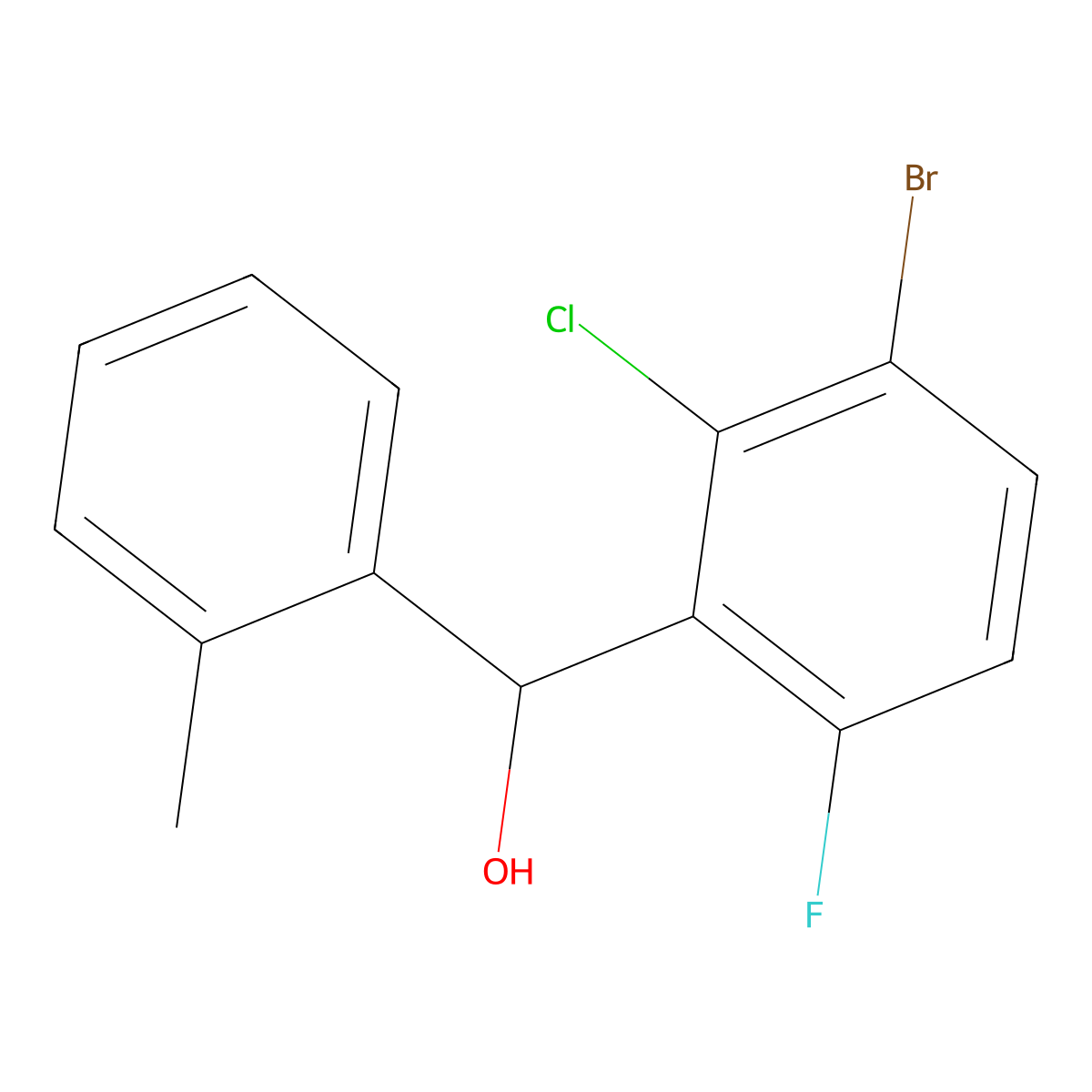 (3-Bromo-2-chloro-6-fluorophenyl)(o-tolyl)methanol molecular structure, CAS 3002493-03-7
