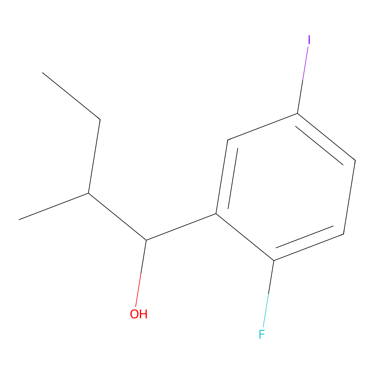 1-(2-Fluoro-5-iodophenyl)-2-methylbutan-1-ol molecular structure, CAS 3002493-41-3