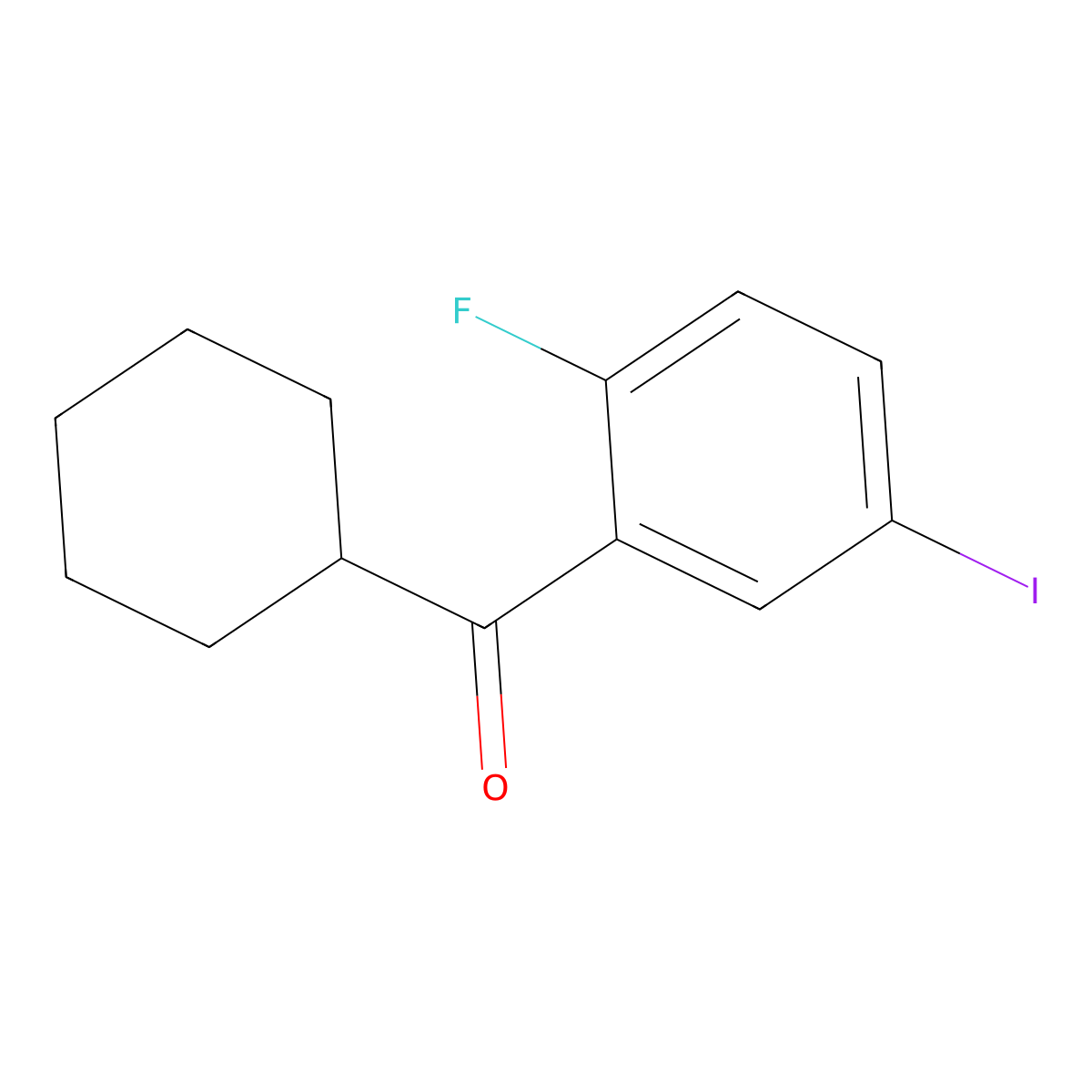 Cyclohexyl(2-fluoro-5-iodophenyl)methanone molecular structure, CAS 3002493-50-4