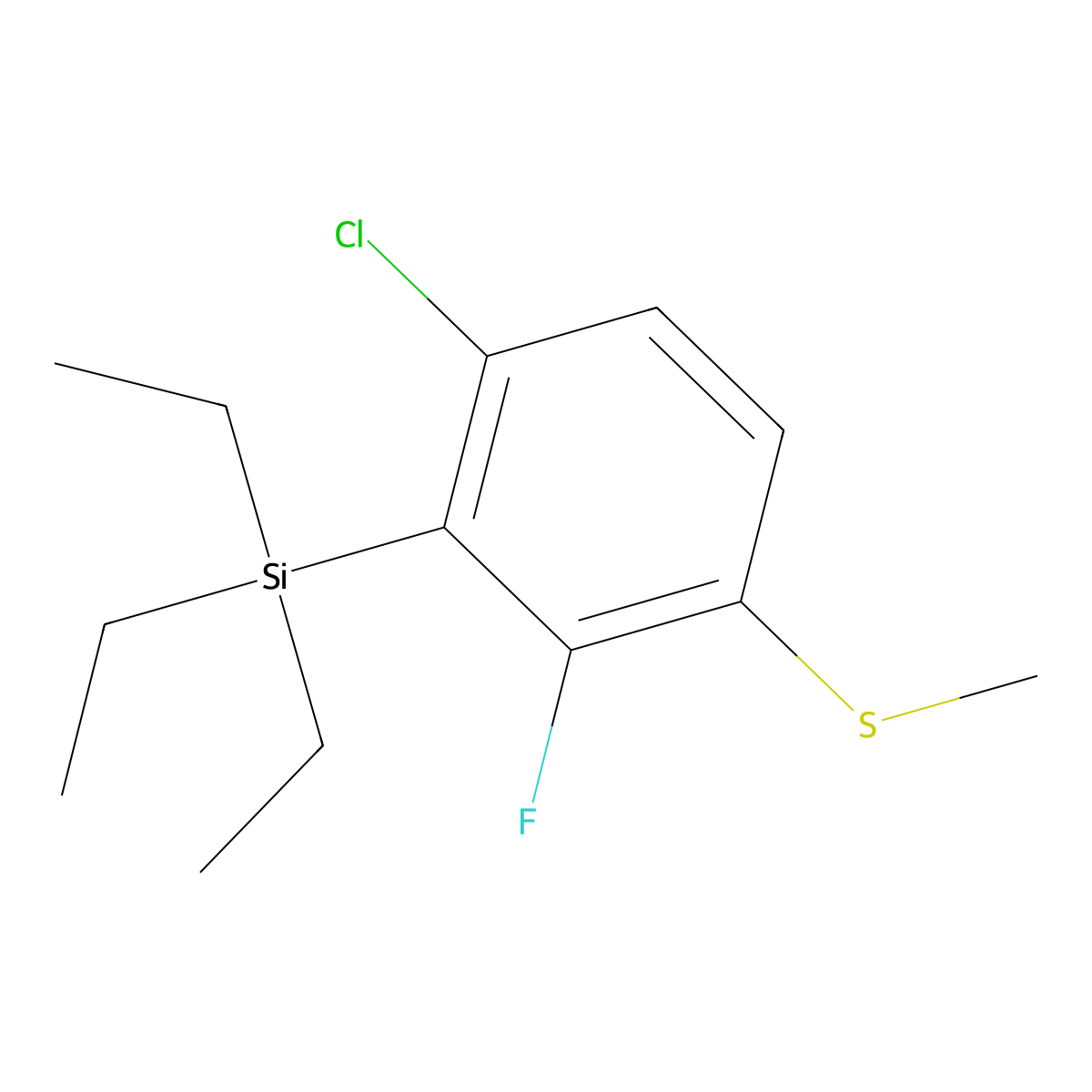 (6-Chloro-2-fluoro-3-(methylthio)phenyl)triethylsilane molecular structure, CAS 3002493-55-9