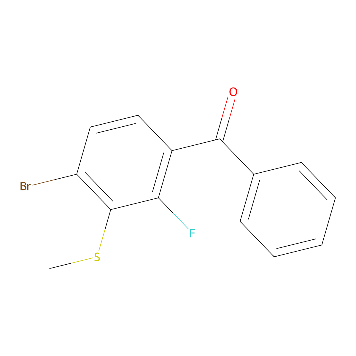 (4-Bromo-2-fluoro-3-(methylthio)phenyl)(phenyl)methanone molecular structure, CAS 3002493-74-2