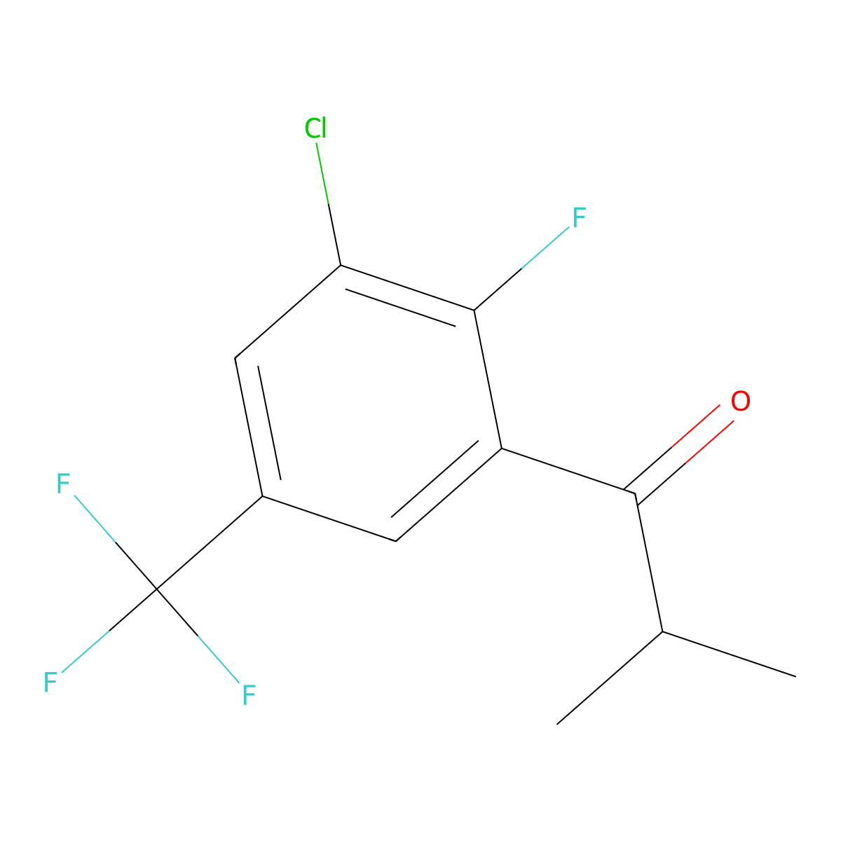 1-(3-Chloro-2-fluoro-5-(trifluoromethyl)phenyl)-2-methylpropan-1-one molecular structure, CAS 3002493-96-8