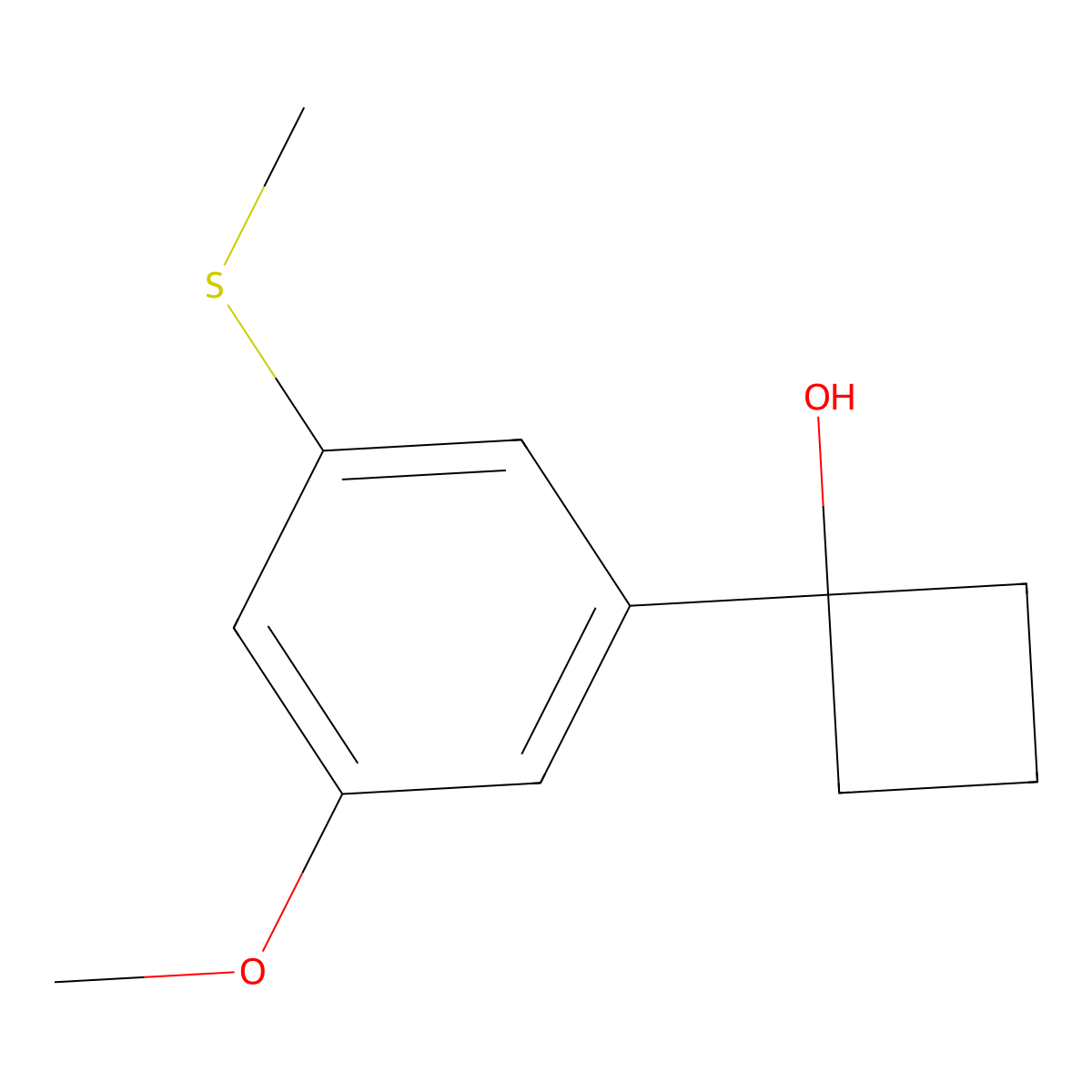 1-(3-Methoxy-5-(methylthio)phenyl)cyclobutanol molecular structure, CAS 3002494-57-4