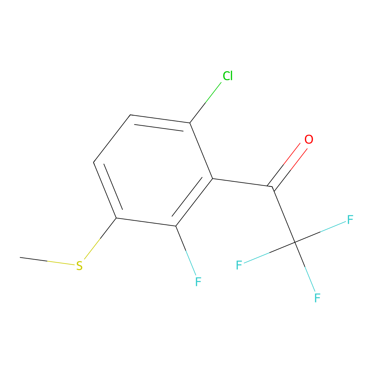 1-(6-Chloro-2-fluoro-3-(methylthio)phenyl)-2,2,2-trifluoroethanone molecular structure, CAS 3002494-61-0