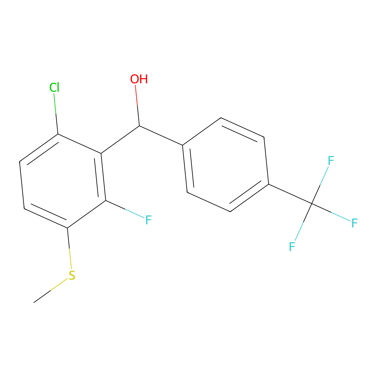 (6-Chloro-2-fluoro-3-(methylthio)phenyl)(4-(trifluoromethyl)phenyl)methanol molecular structure, CAS 3002494-70-1