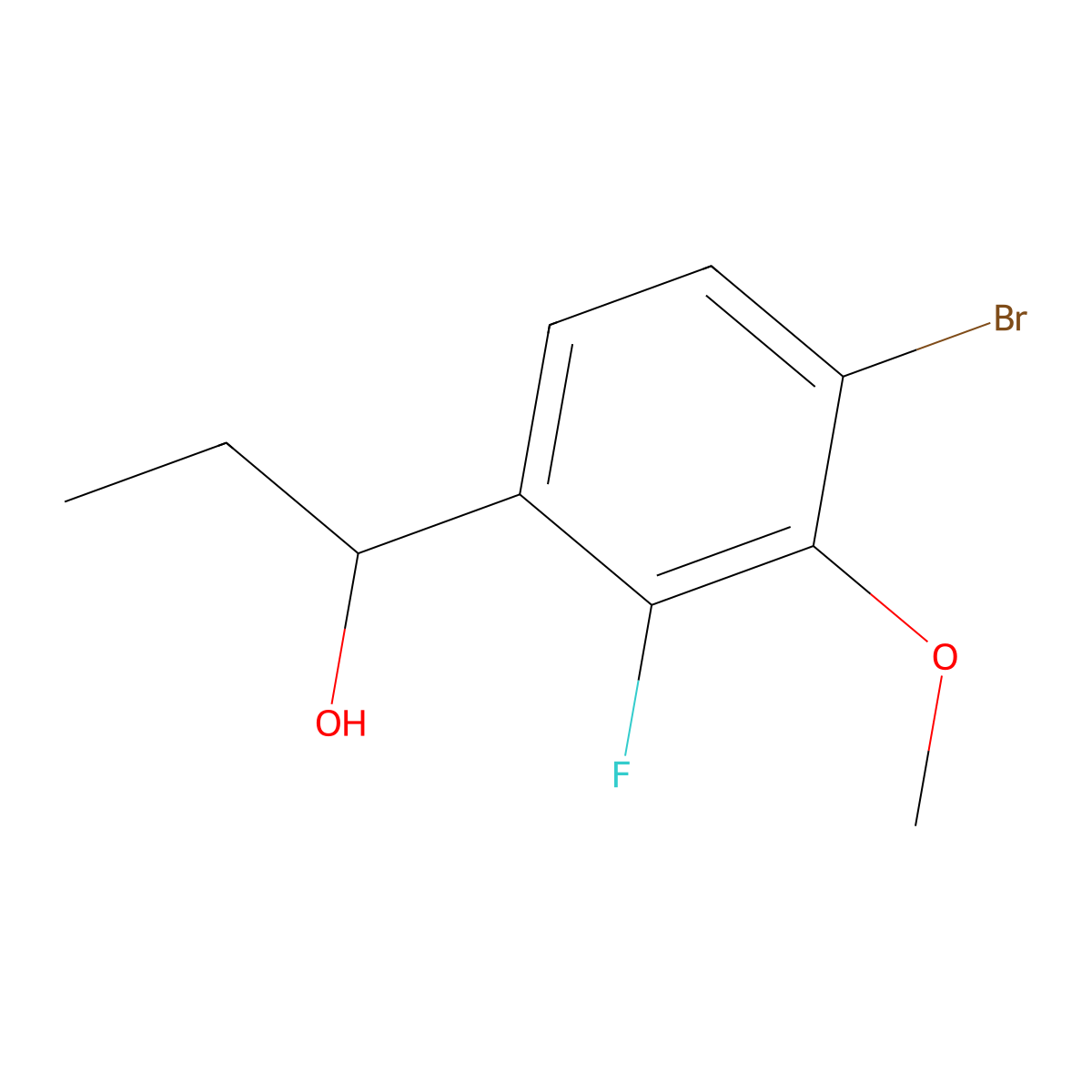 1-(4-Bromo-2-fluoro-3-methoxyphenyl)propan-1-ol molecular structure, CAS 3002495-32-8