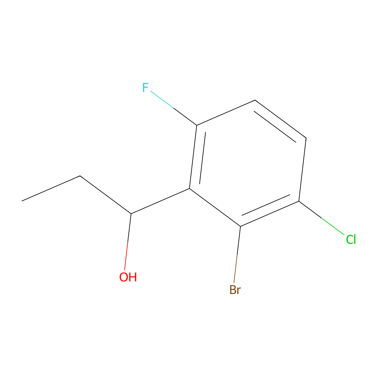 1-(2-Bromo-3-chloro-6-fluorophenyl)propan-1-ol molecular structure, CAS 3002496-25-2