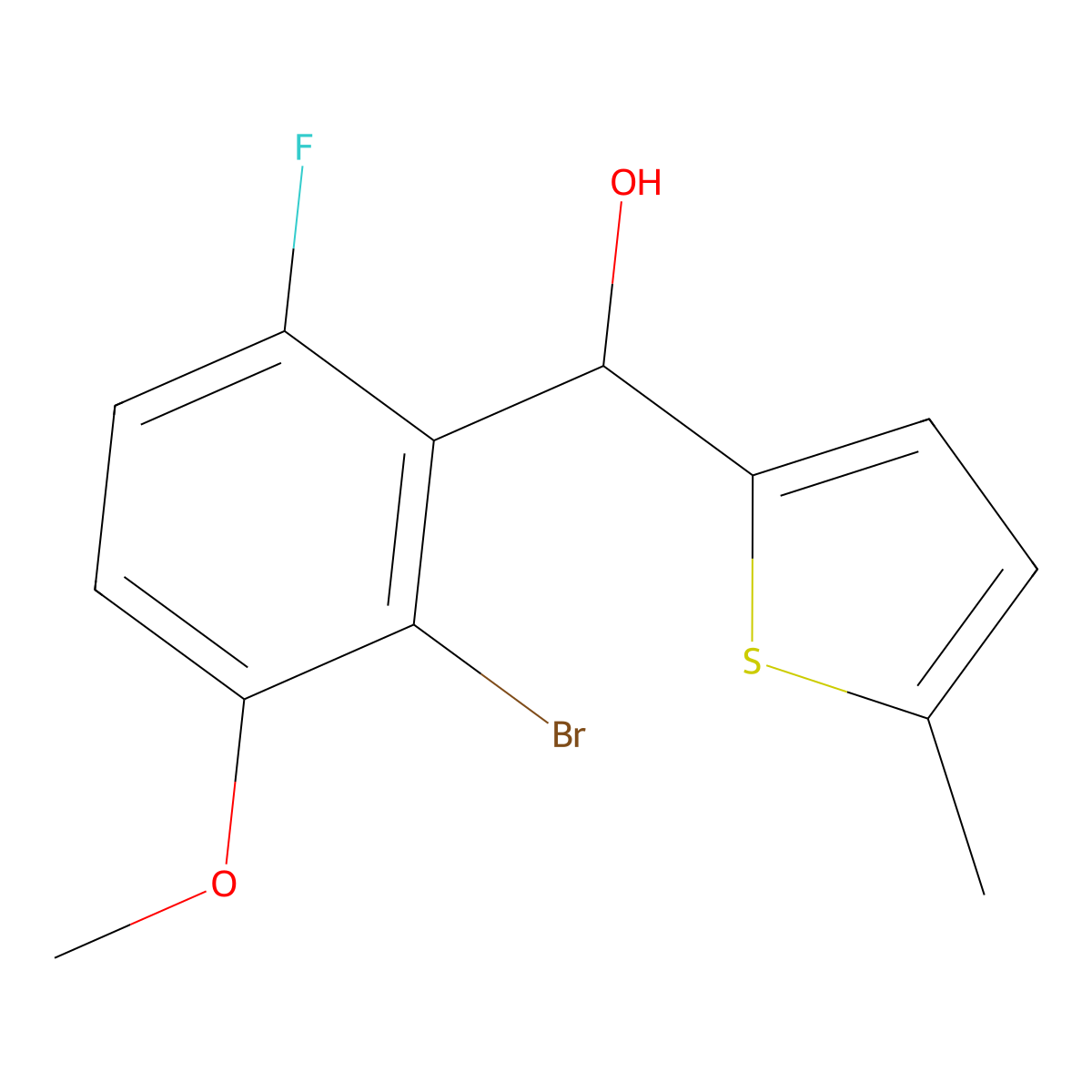 (2-Bromo-6-fluoro-3-methoxyphenyl)(5-methylthiophen-2-yl)methanol molecular structure, CAS 3002497-86-8
