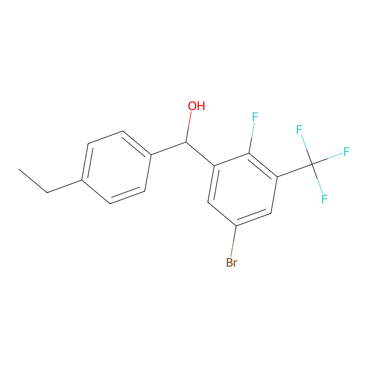 (5-Bromo-2-fluoro-3-(trifluoromethyl)phenyl)(4-ethylphenyl)methanol molecular structure, CAS 3002498-81-6