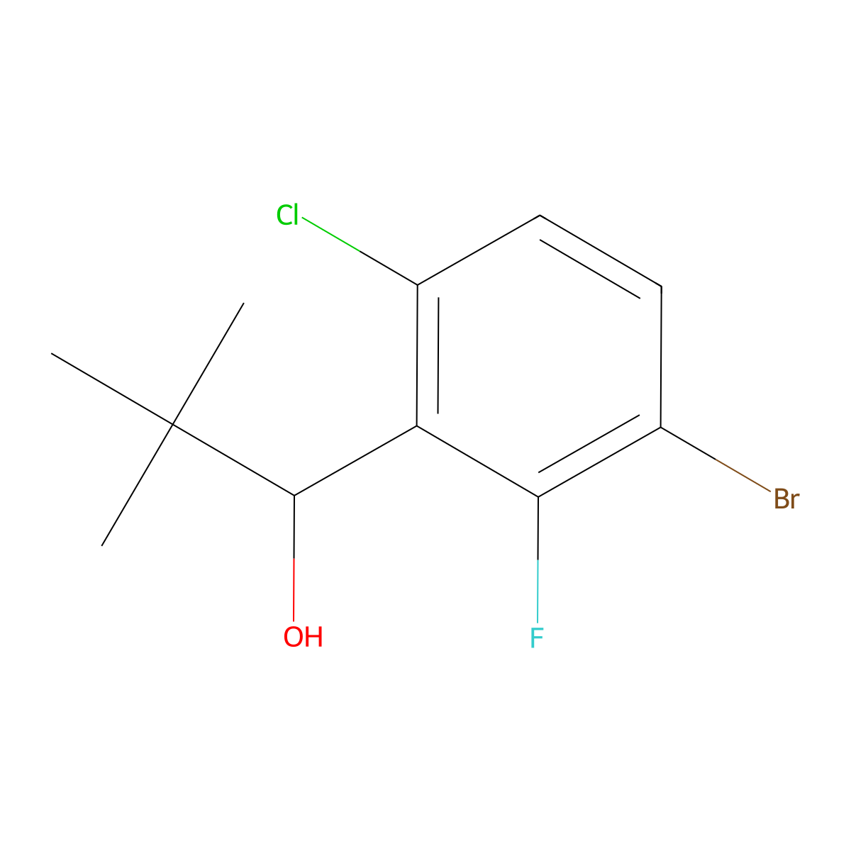1-(3-Bromo-6-chloro-2-fluorophenyl)-2,2-dimethylpropan-1-ol molecular structure, CAS 3002498-93-0