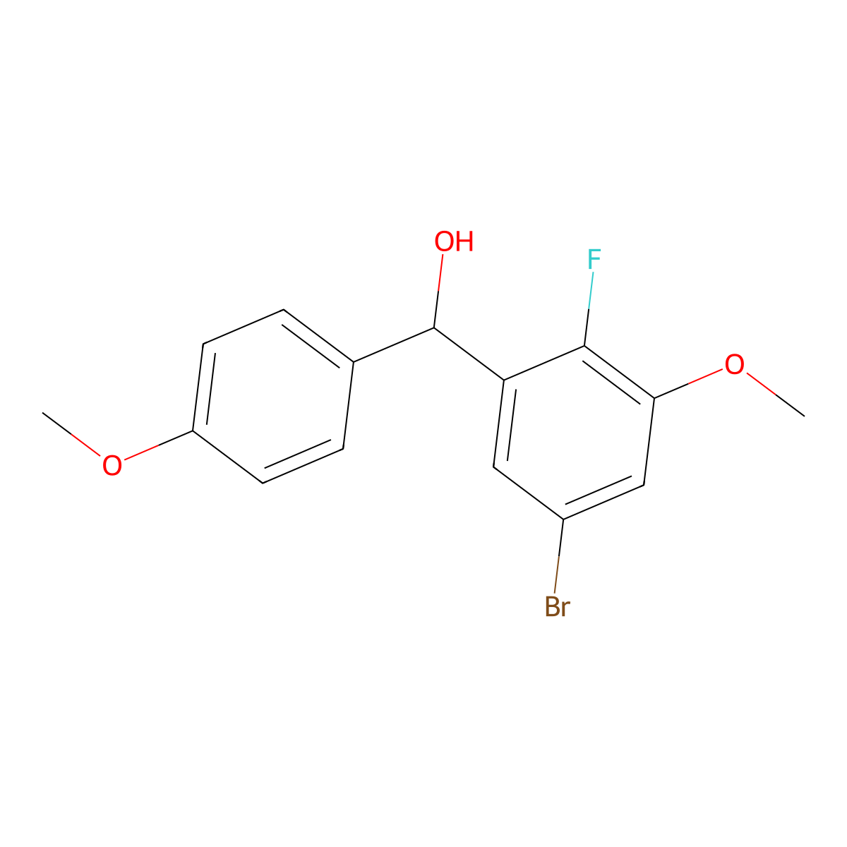 (5-Bromo-2-fluoro-3-methoxyphenyl)(4-methoxyphenyl)methanol molecular structure, CAS 3002499-55-7