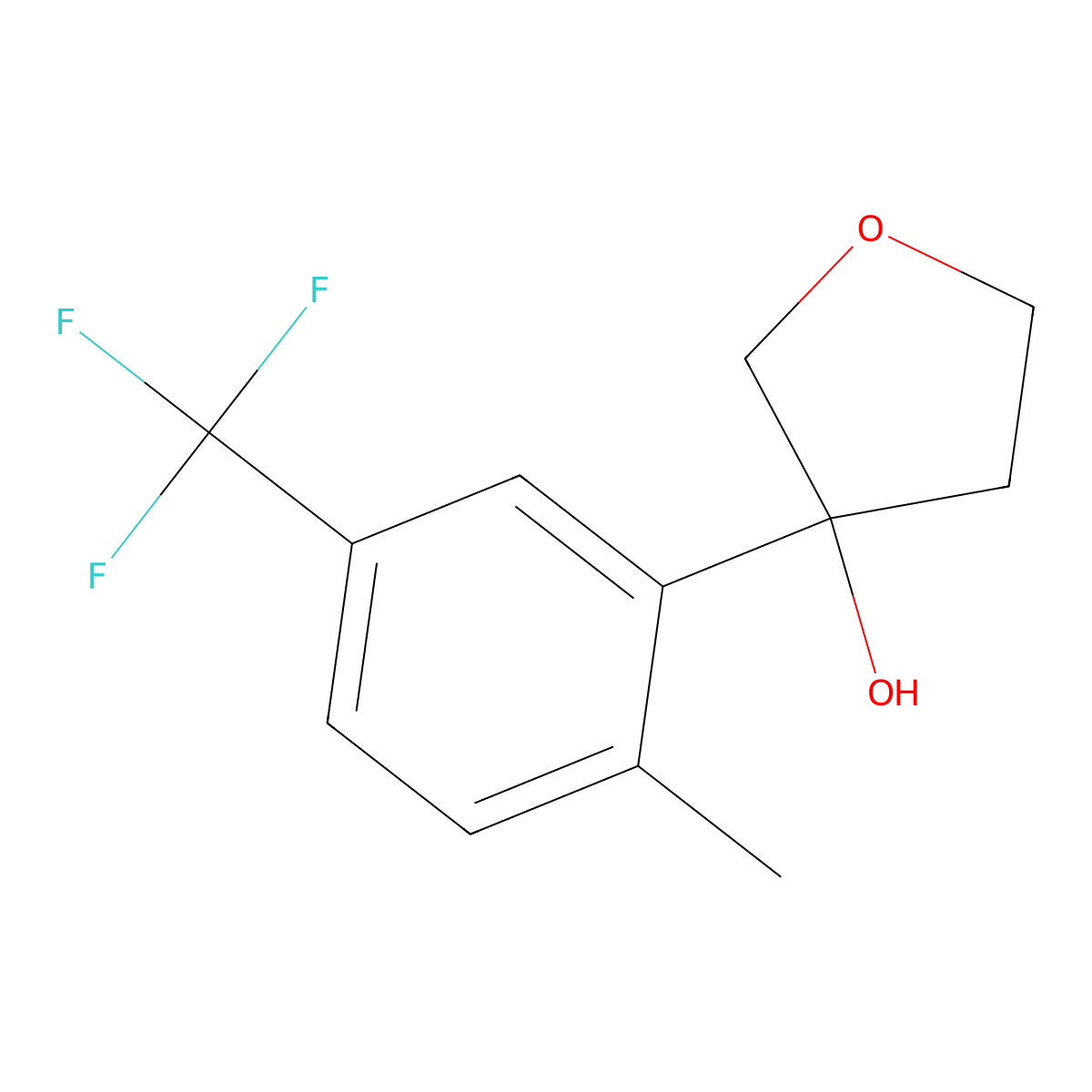 3-(2-Methyl-5-(trifluoromethyl)phenyl)tetrahydrofuran-3-ol molecular structure, CAS 3002500-39-9