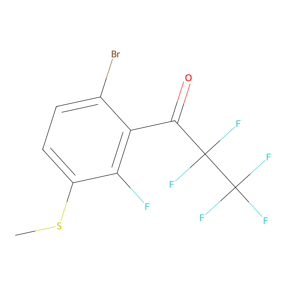 1-(6-Bromo-2-fluoro-3-(methylthio)phenyl)-2,2,3,3,3-pentafluoropropan-1-one molecular structure, CAS 3002500-49-1