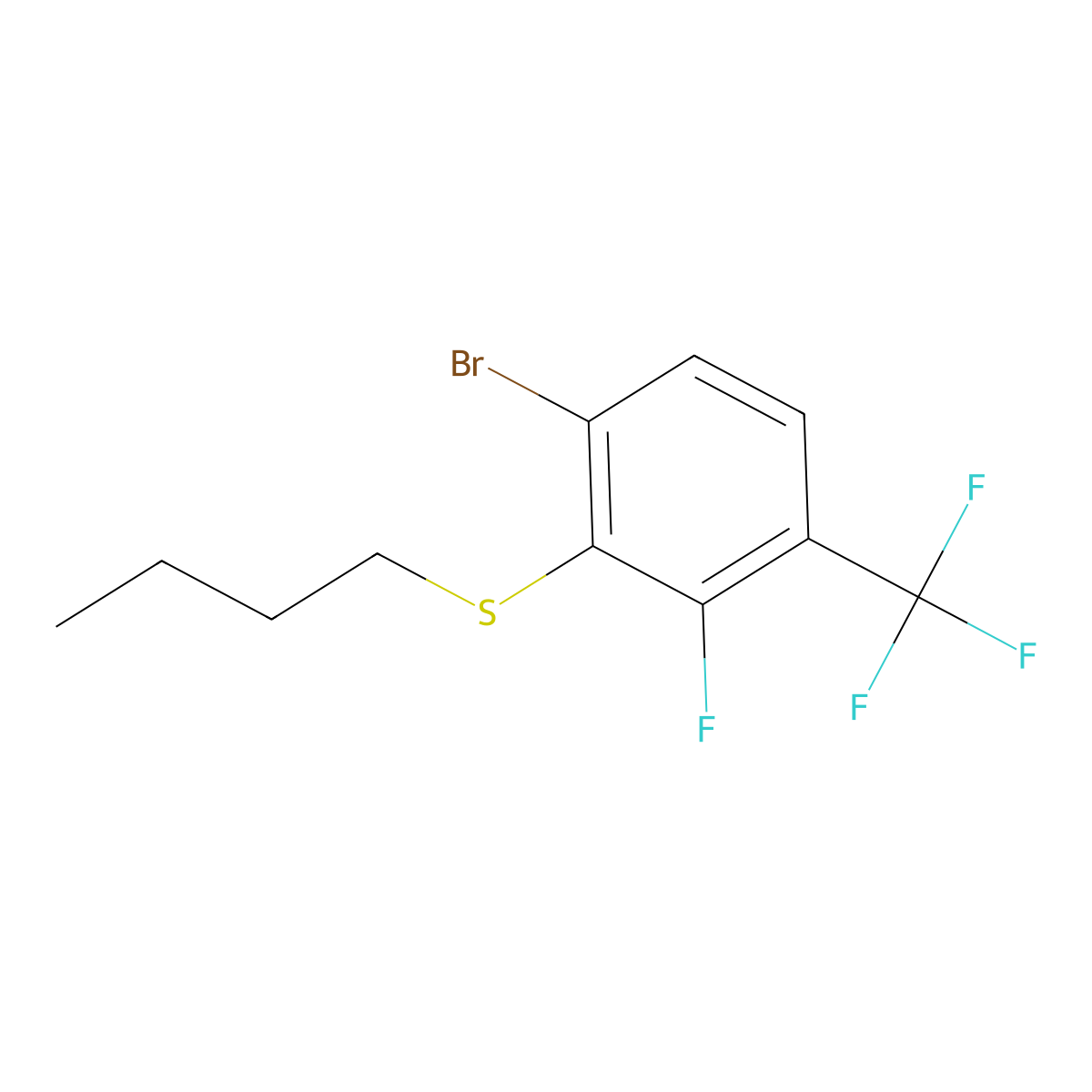 (6-Bromo-2-fluoro-3-(trifluoromethyl)phenyl)(butyl)sulfane molecular structure, CAS 3002500-67-3