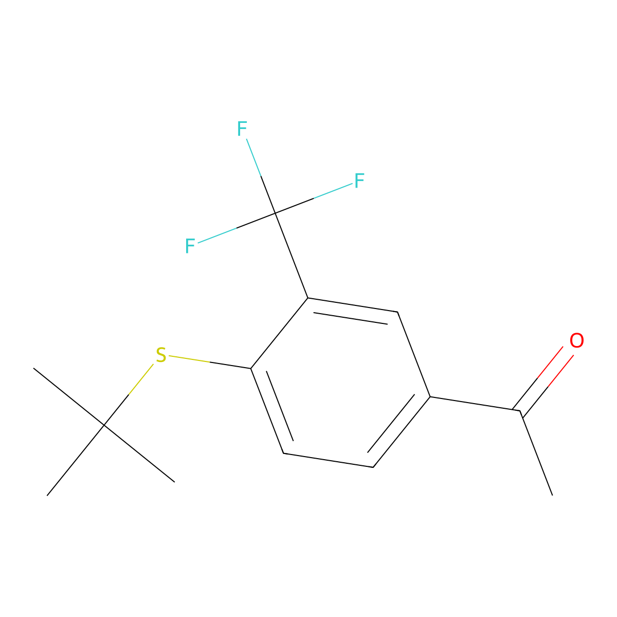 1-(4-(Tert-butylthio)-3-(trifluoromethyl)phenyl)ethanone molecular structure, CAS 3002500-70-8