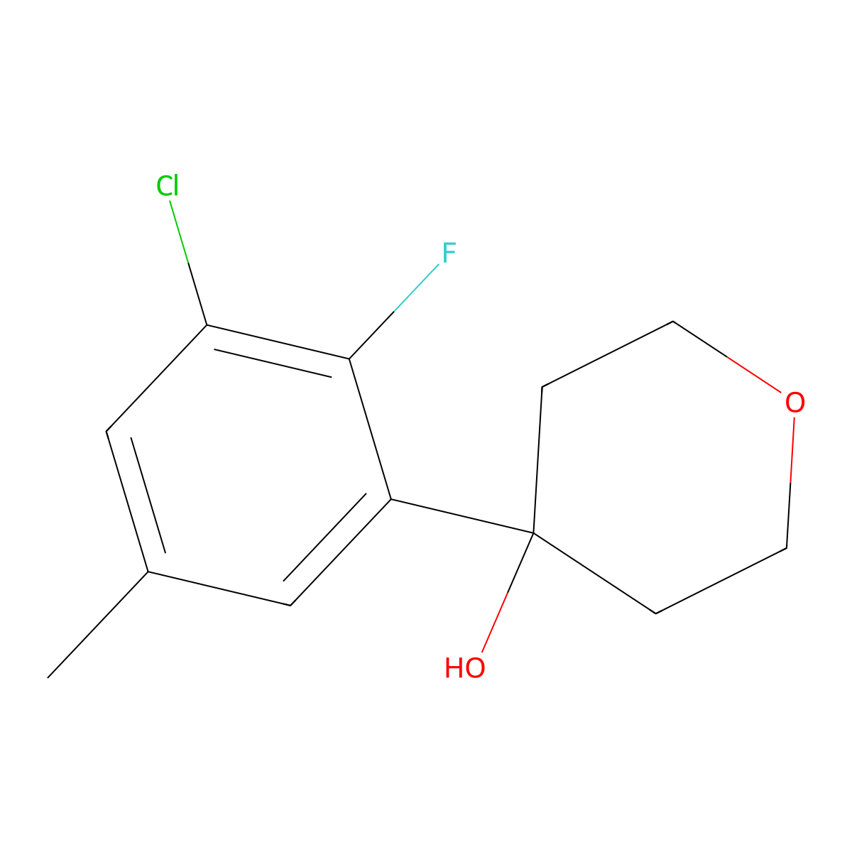 4-(3-chloro-2-fluoro-5-methylphenyl)tetrahydro-2H-pyran-4-ol molecular structure, CAS 3002500-84-4