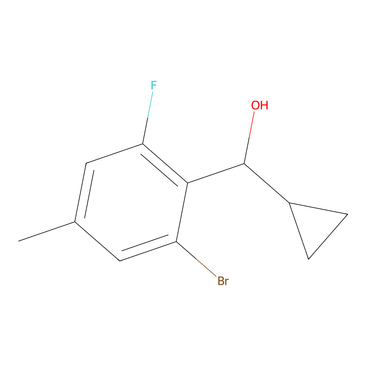 (2-Bromo-6-fluoro-4-methylphenyl)(cyclopropyl)methanol molecular structure, CAS 3002501-11-0