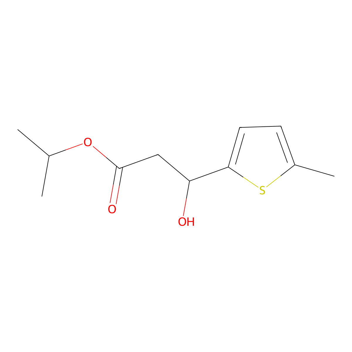 Isopropyl 3-hydroxy-3-(5-methylthiophen-2-yl)propanoate molecular structure, CAS 3002501-40-5