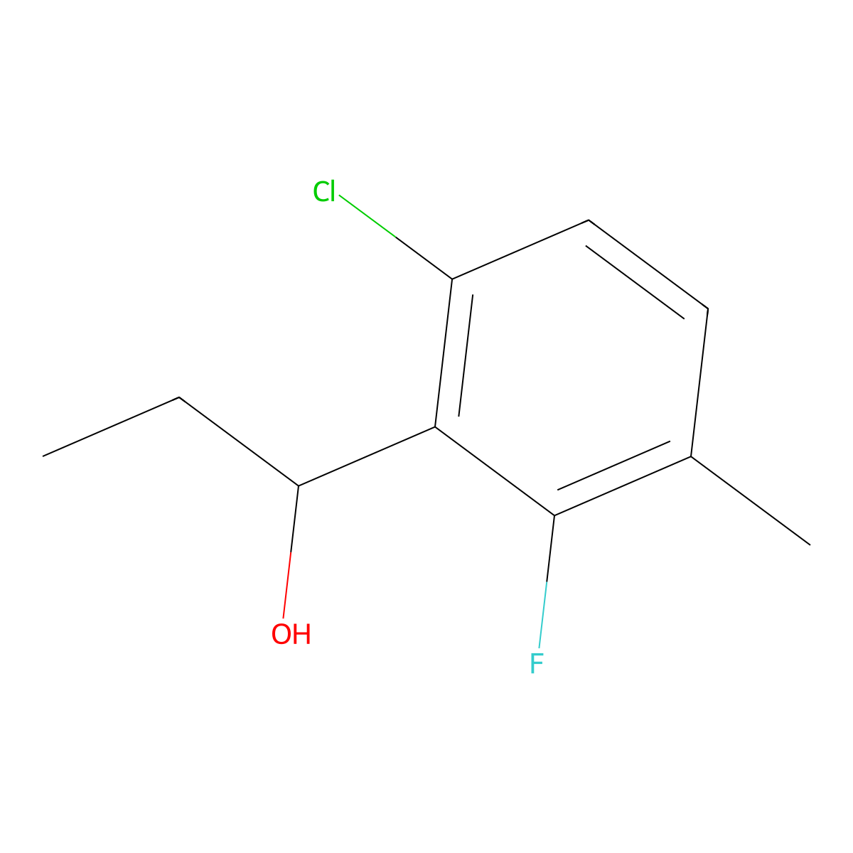 1-(6-Chloro-2-fluoro-3-methylphenyl)propan-1-ol molecular structure, CAS 3002502-68-0