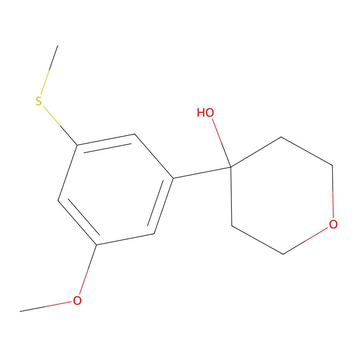 4-(3-methoxy-5-(methylthio)phenyl)tetrahydro-2H-pyran-4-ol molecular structure, CAS 3002503-47-8