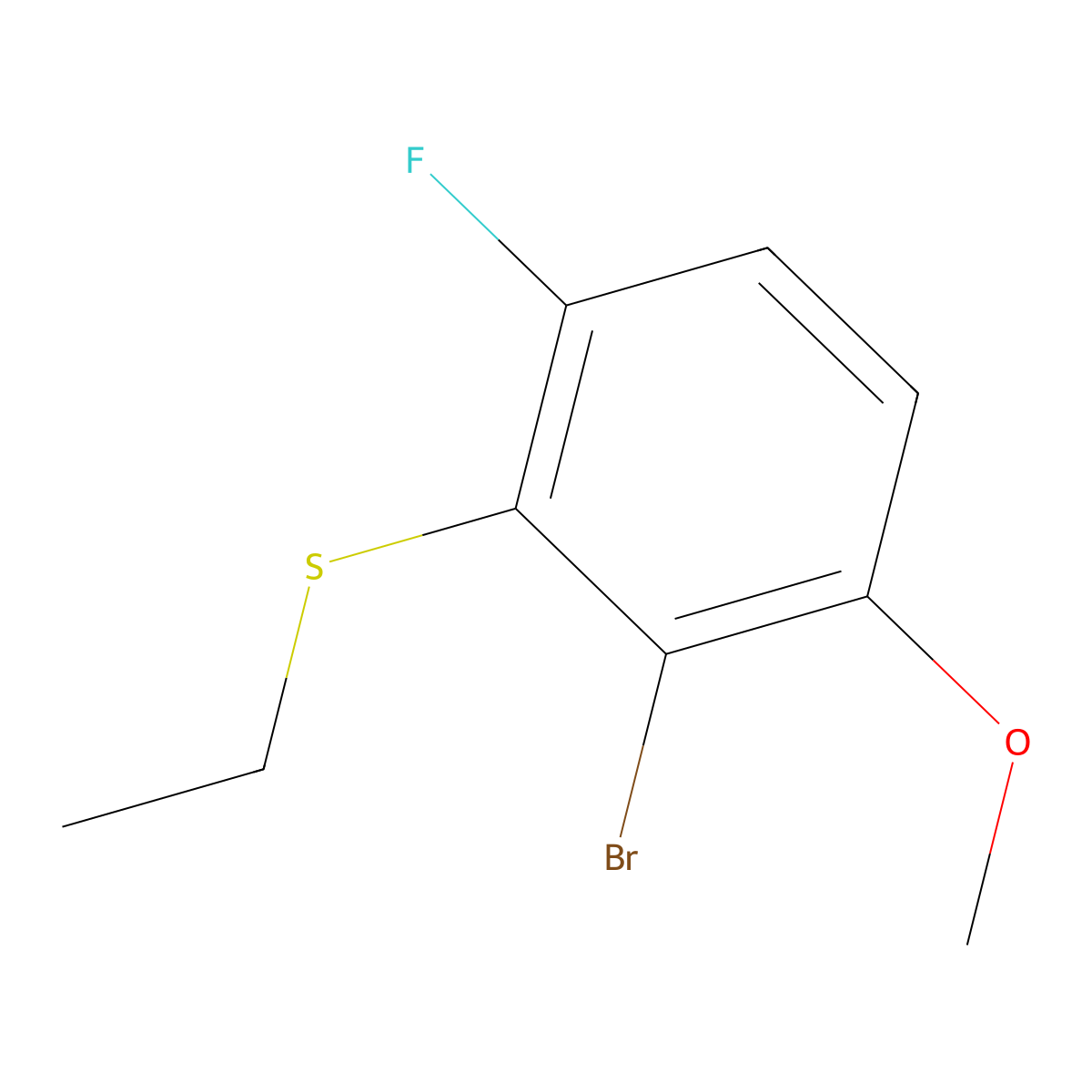 (2-Bromo-6-fluoro-3-methoxyphenyl)(ethyl)sulfane molecular structure, CAS 3002503-82-1