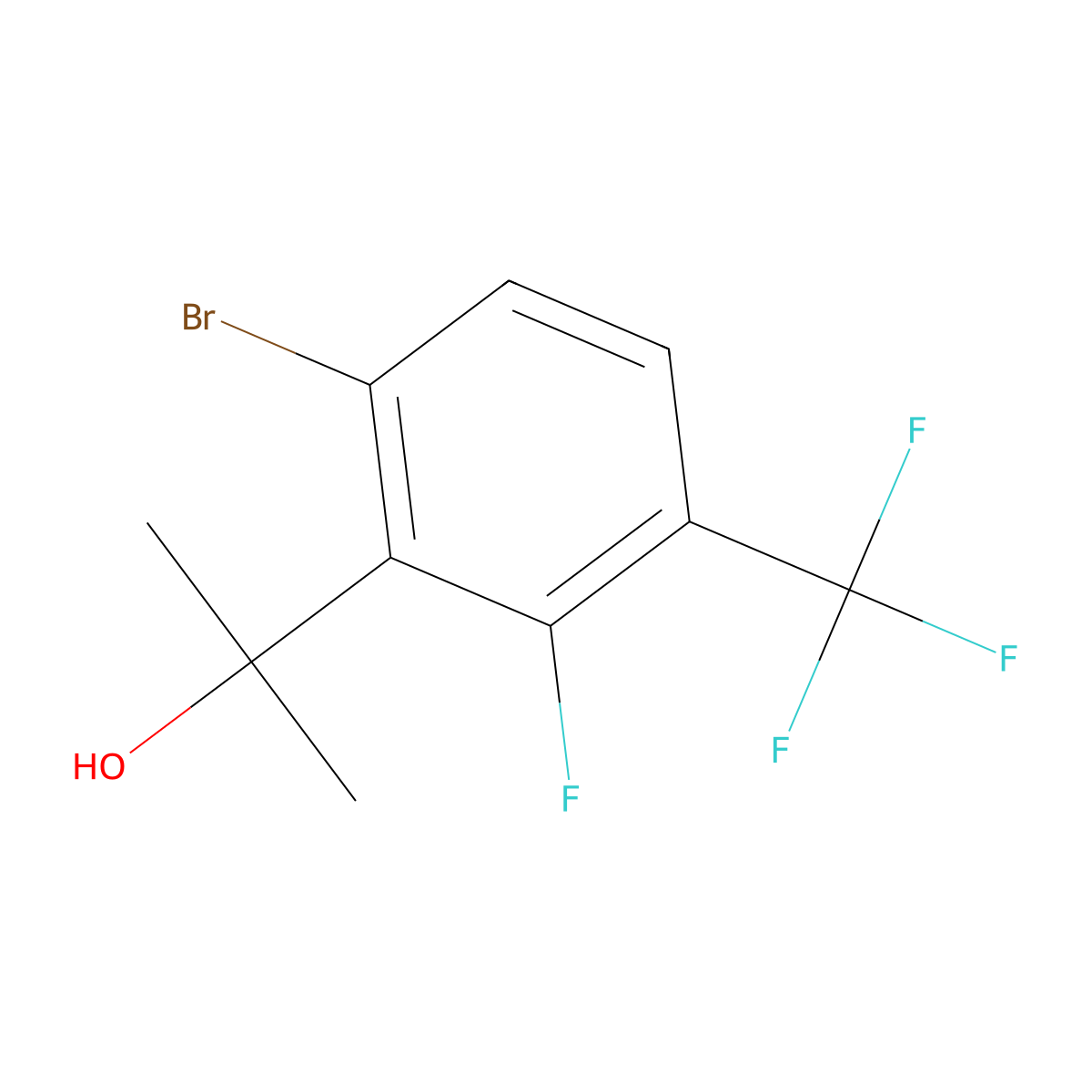 2-(6-Bromo-2-fluoro-3-(trifluoromethyl)phenyl)propan-2-ol molecular structure, CAS 3002503-88-7